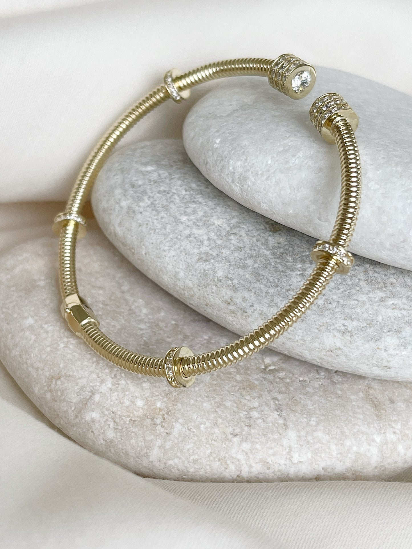 14k Solid Gold Bangle Bracelet, Twisted Bracelets