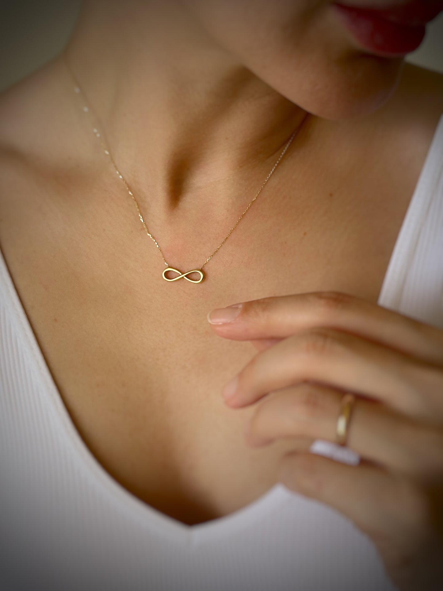 Infınity Necklace,14K Real Gold Infinity Necklace