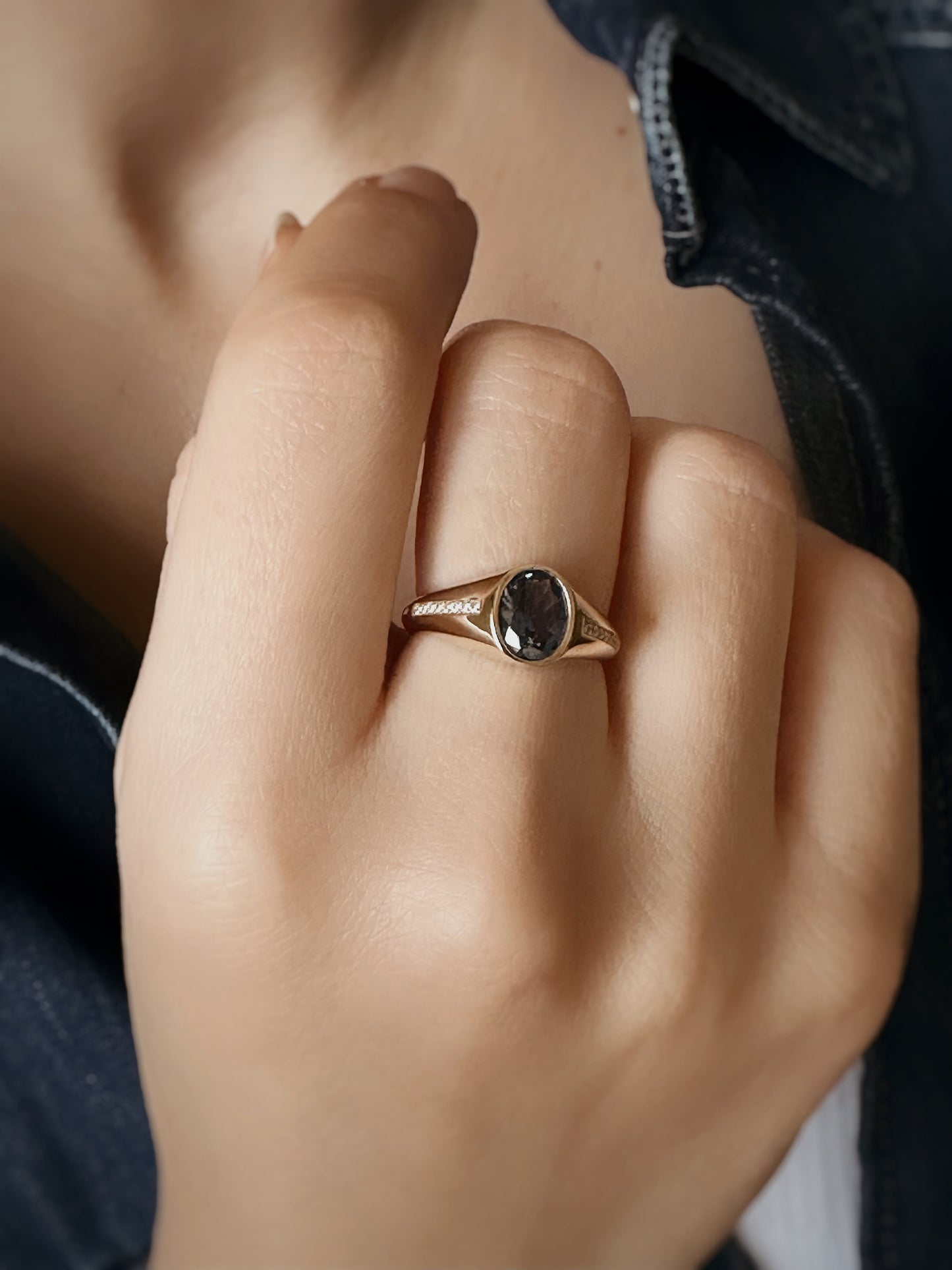 14k Solid Gold Onyx Ring