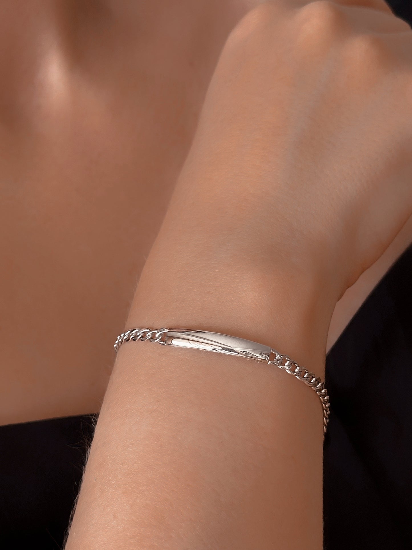 14K White Gold ID Bracelet, Nameplate Bracelet