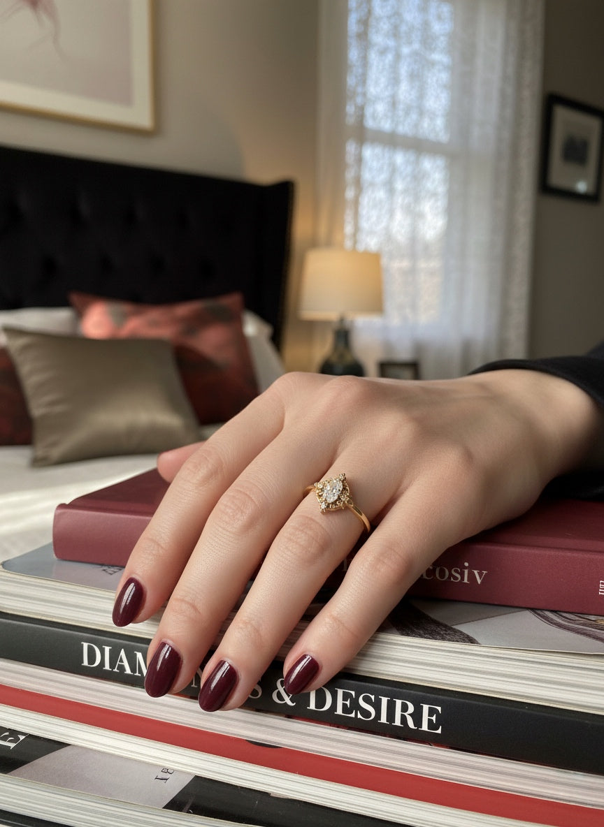 14K Solid Gold Marquise Moissanite  Engagement Ring
