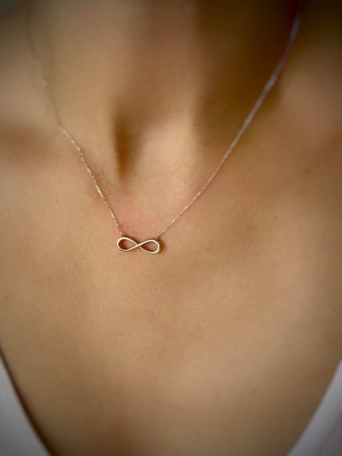 Infınity Necklace,14K Real Gold Infinity Necklace