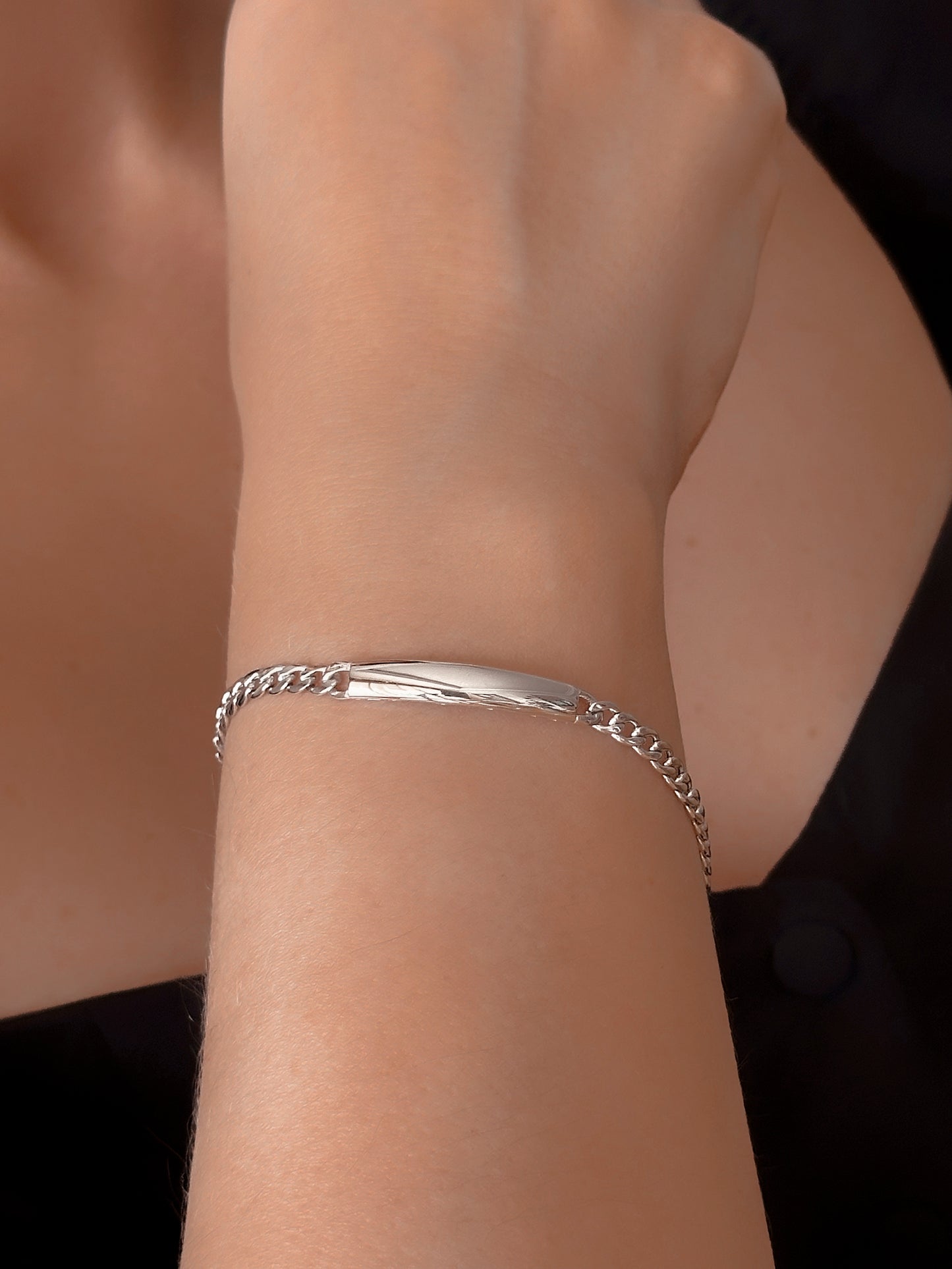 14K White Gold ID Bracelet, Nameplate Bracelet