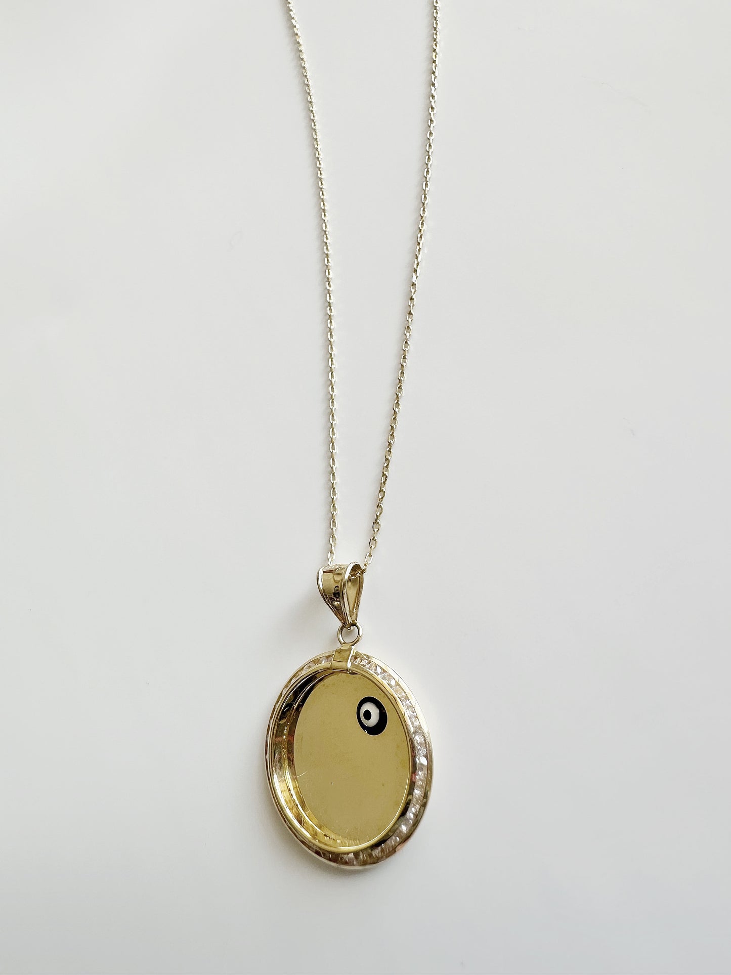 Mirror Necklace, 14k Solid Gold Mirror Necklace