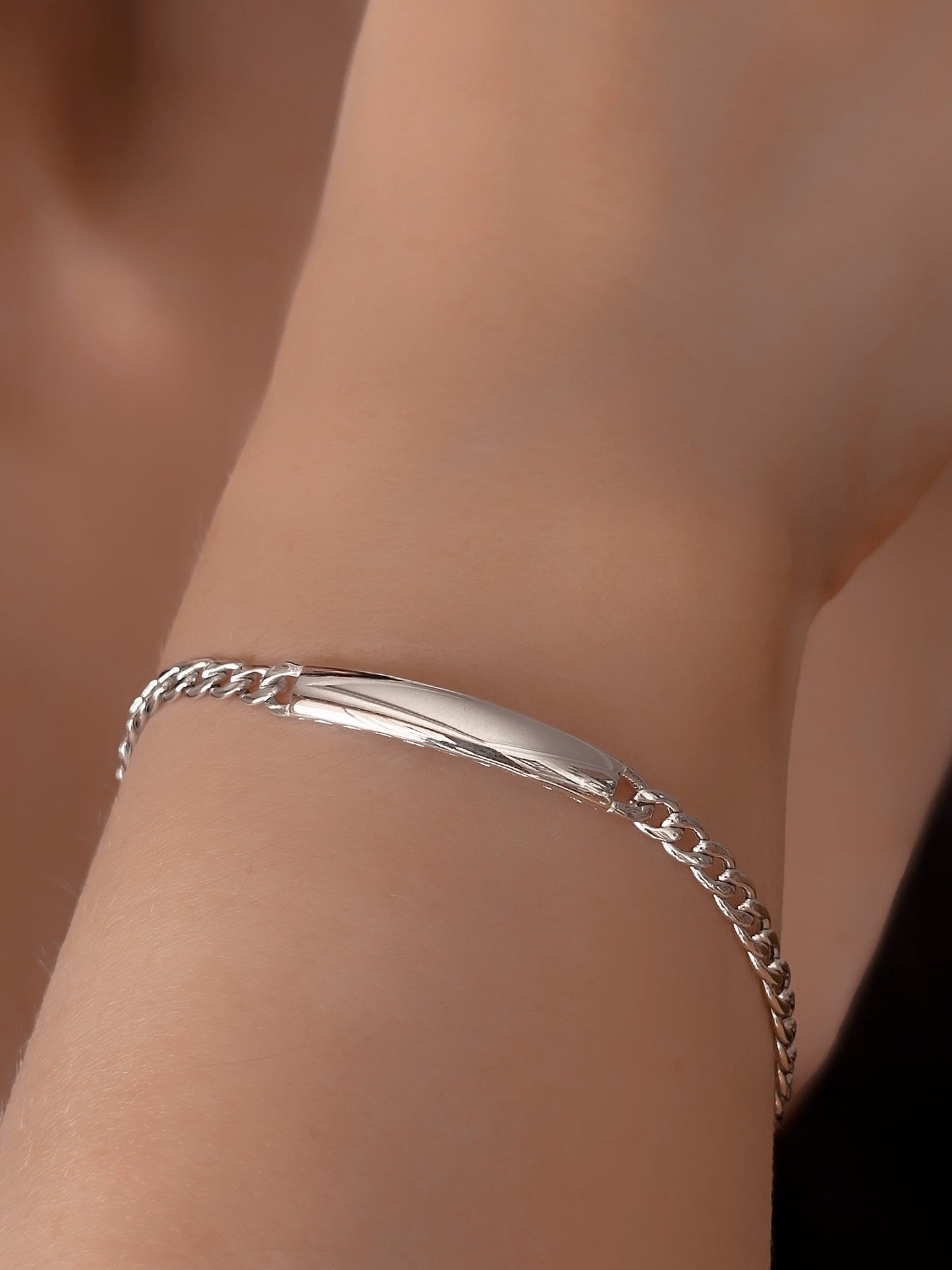 14K White Gold ID Bracelet, Nameplate Bracelet