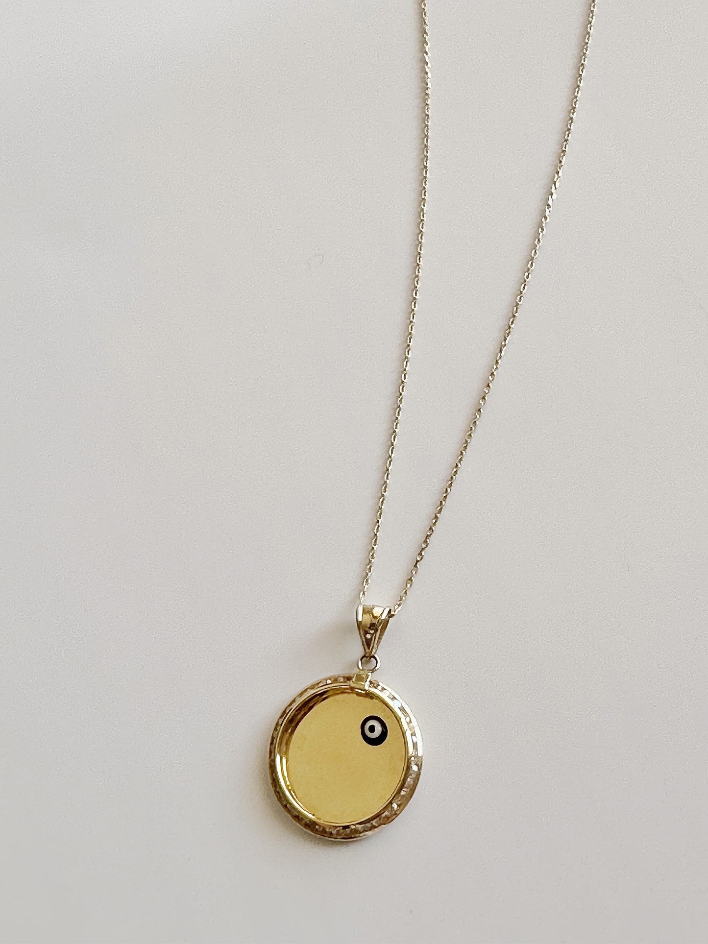 Mirror Necklace, 14k Solid Gold Mirror Necklace