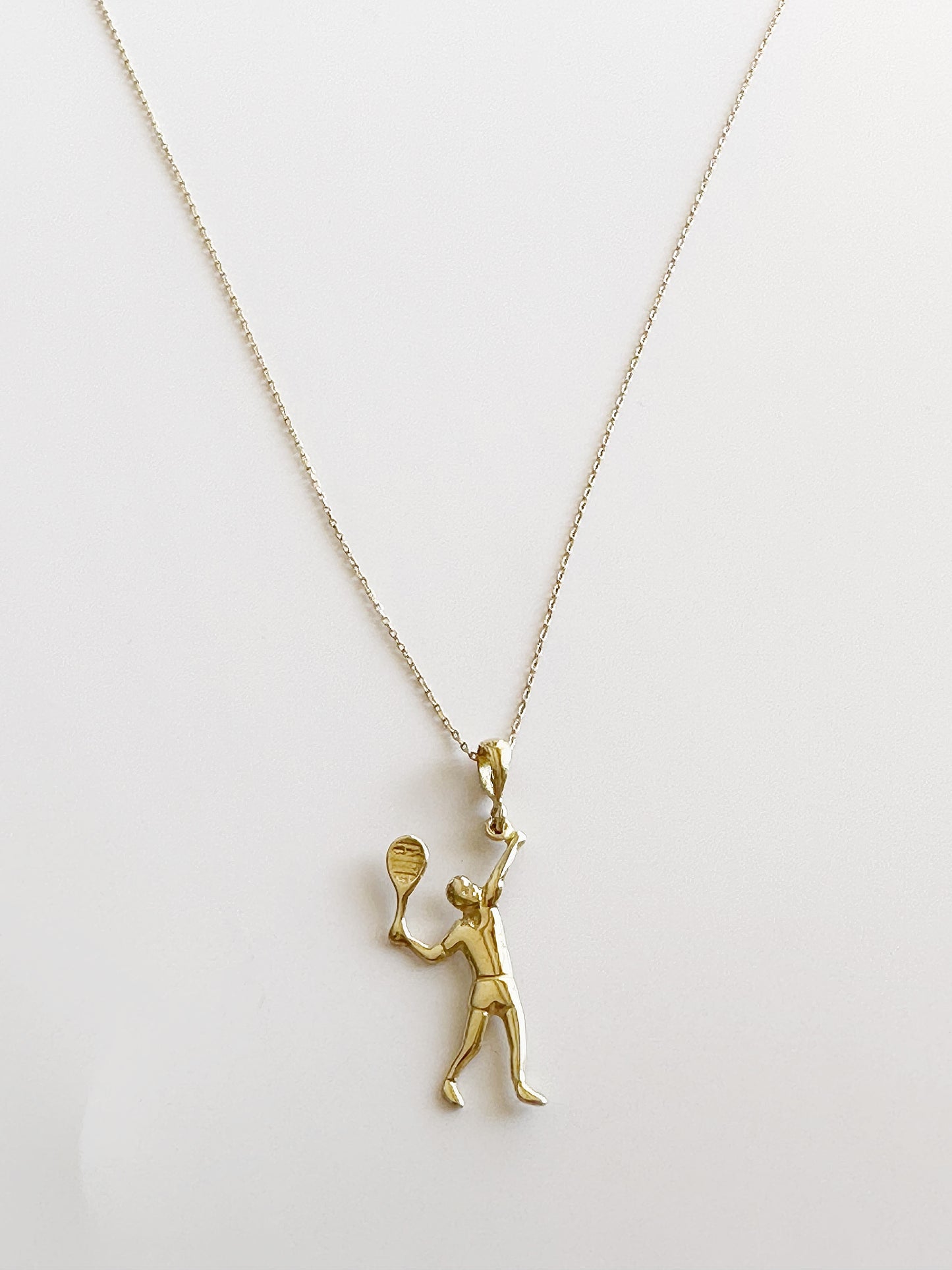 Tennis Racket Necklace, 14K Solid Gold Tennis Racquet Necklace