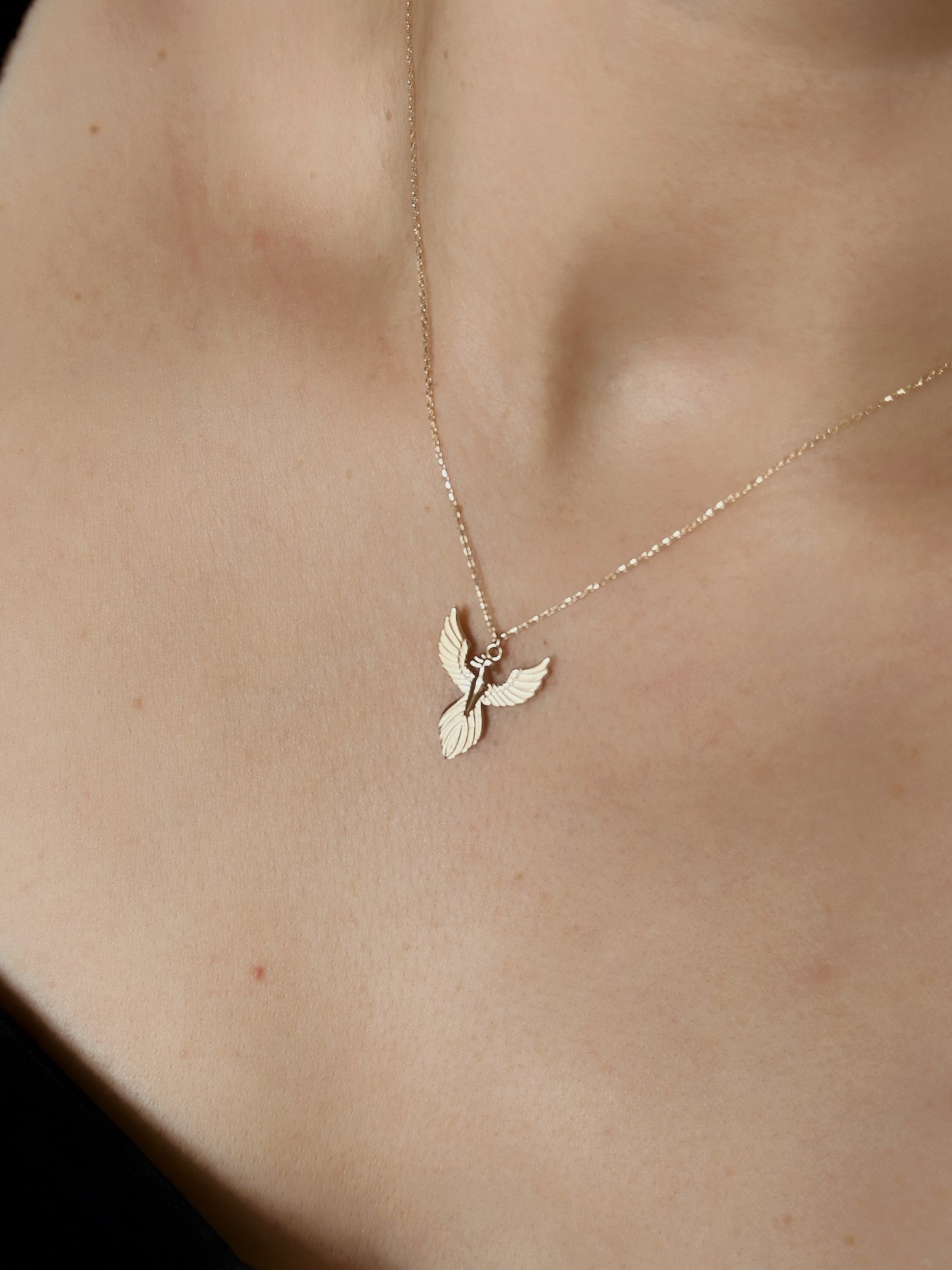 14K solid Gold Phoenix Necklace