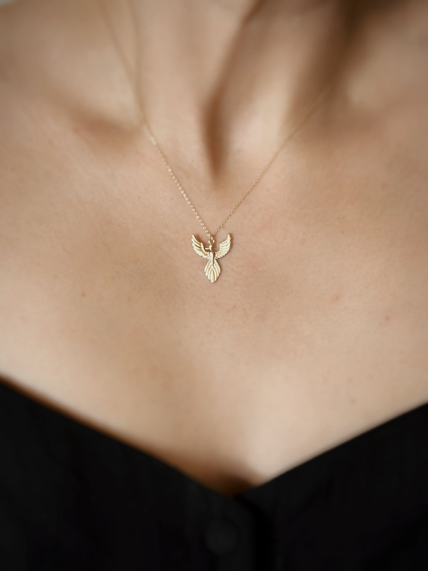 14K solid Gold Phoenix Necklace