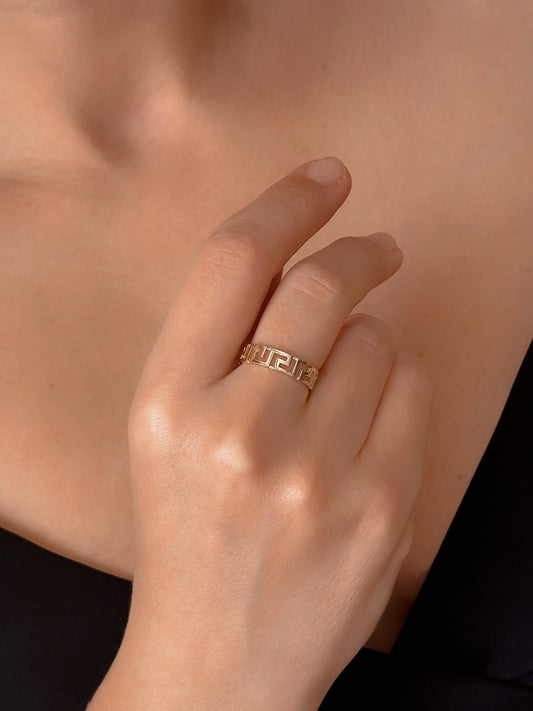 Labyrinth Ring, 14k Solid Gold Ring