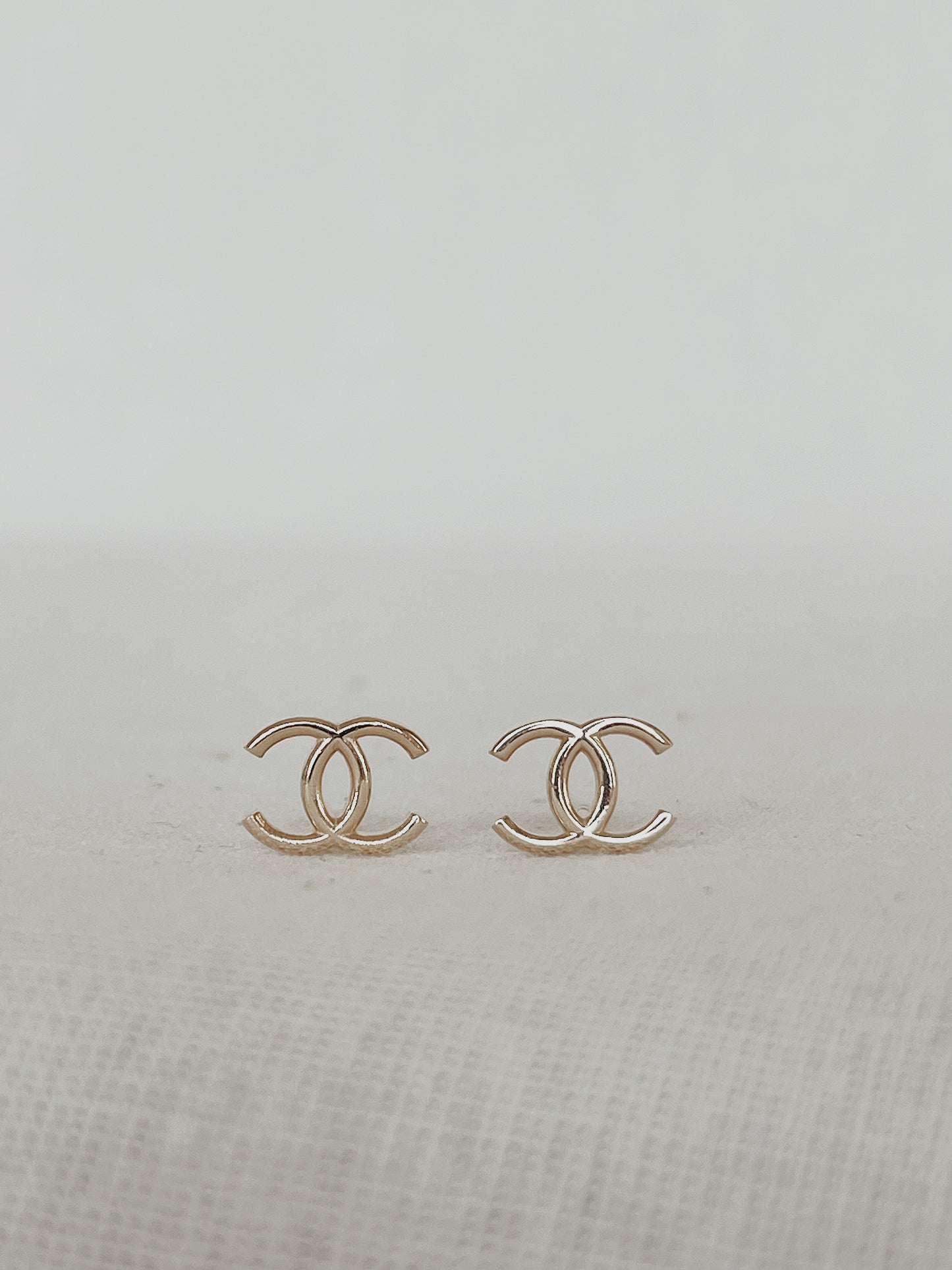 14K Real Solid Gold Double CC Earrings