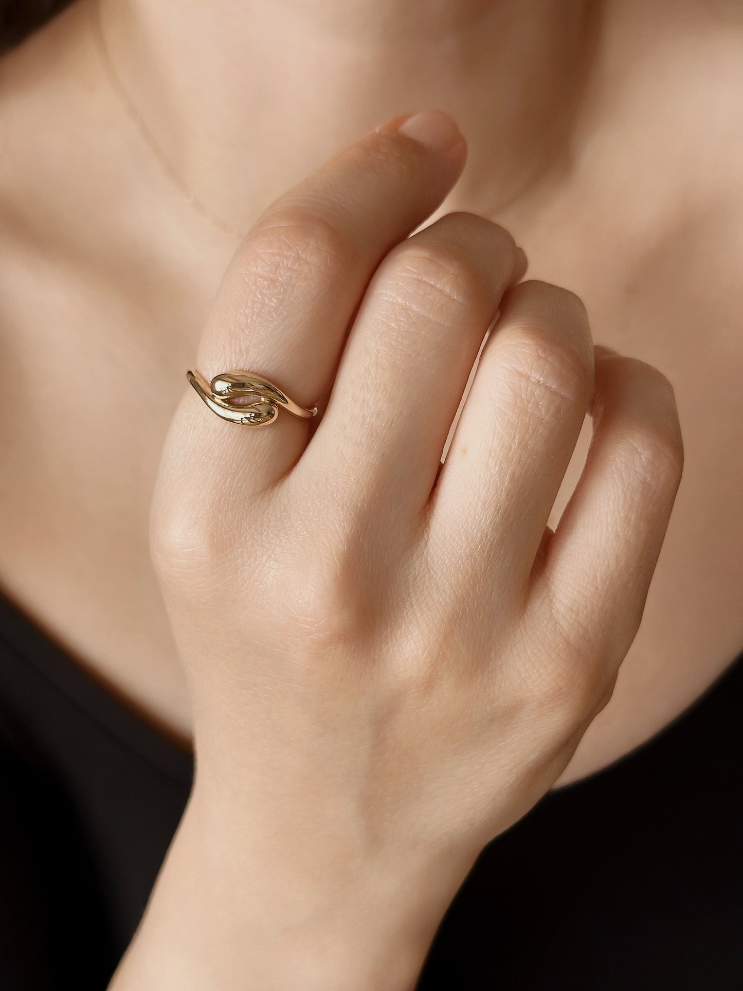 14K Solid Gold Drop Model Ring