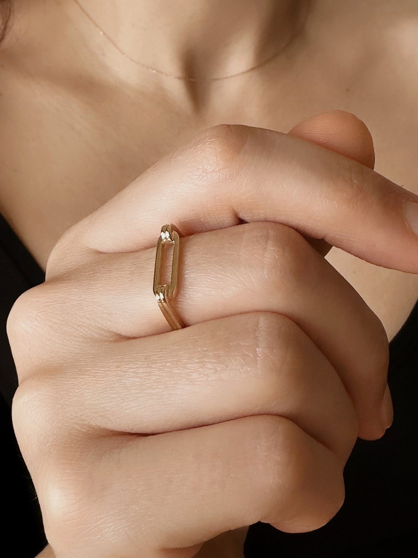 14K Solid Gold Paperclip Ring