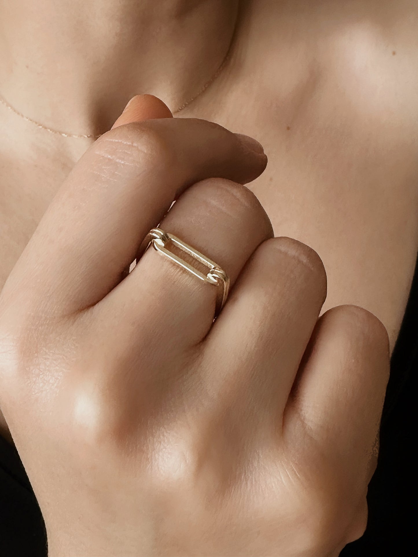 14K Solid Gold Paperclip Ring