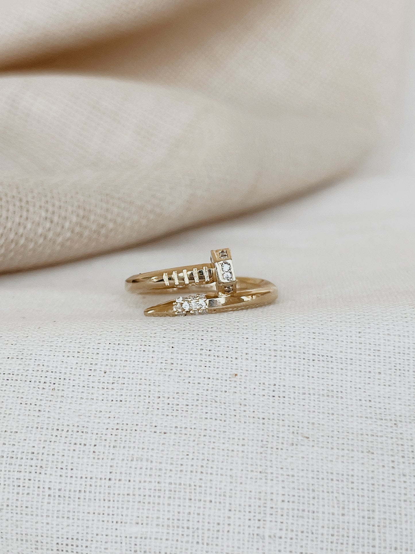 14k Solid Gold Open Ring, Wrap cuff Ring