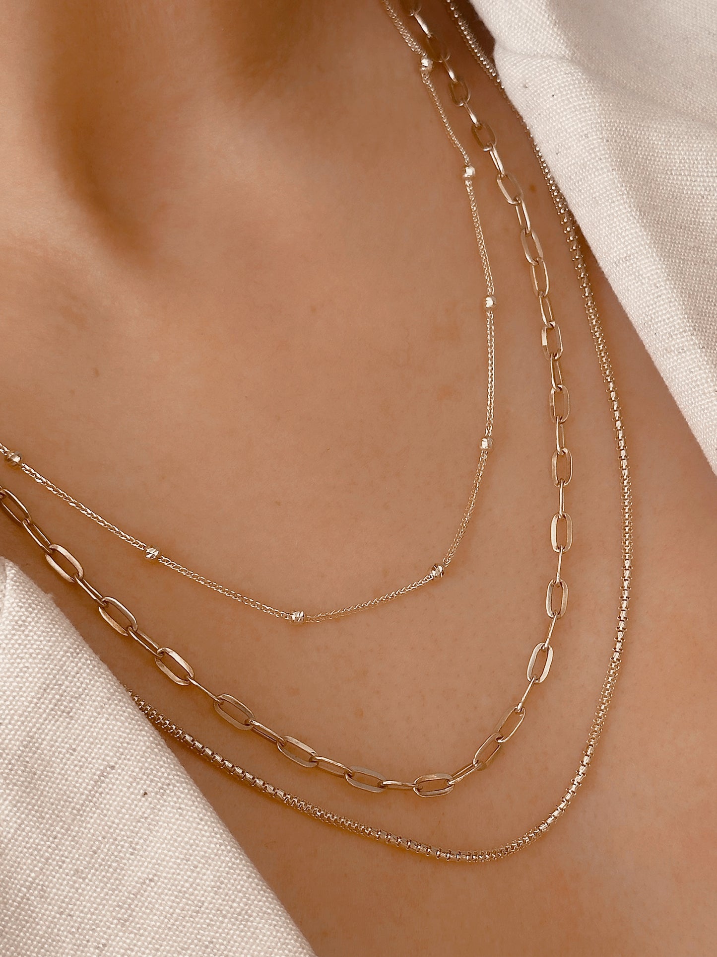 14k Solid Gold Layered Necklace