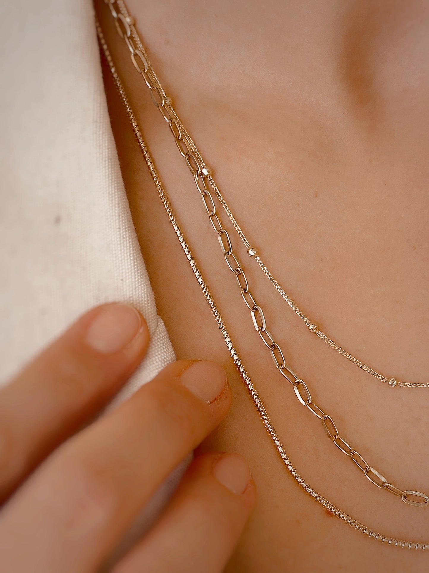 14k Solid Gold Layered Necklace