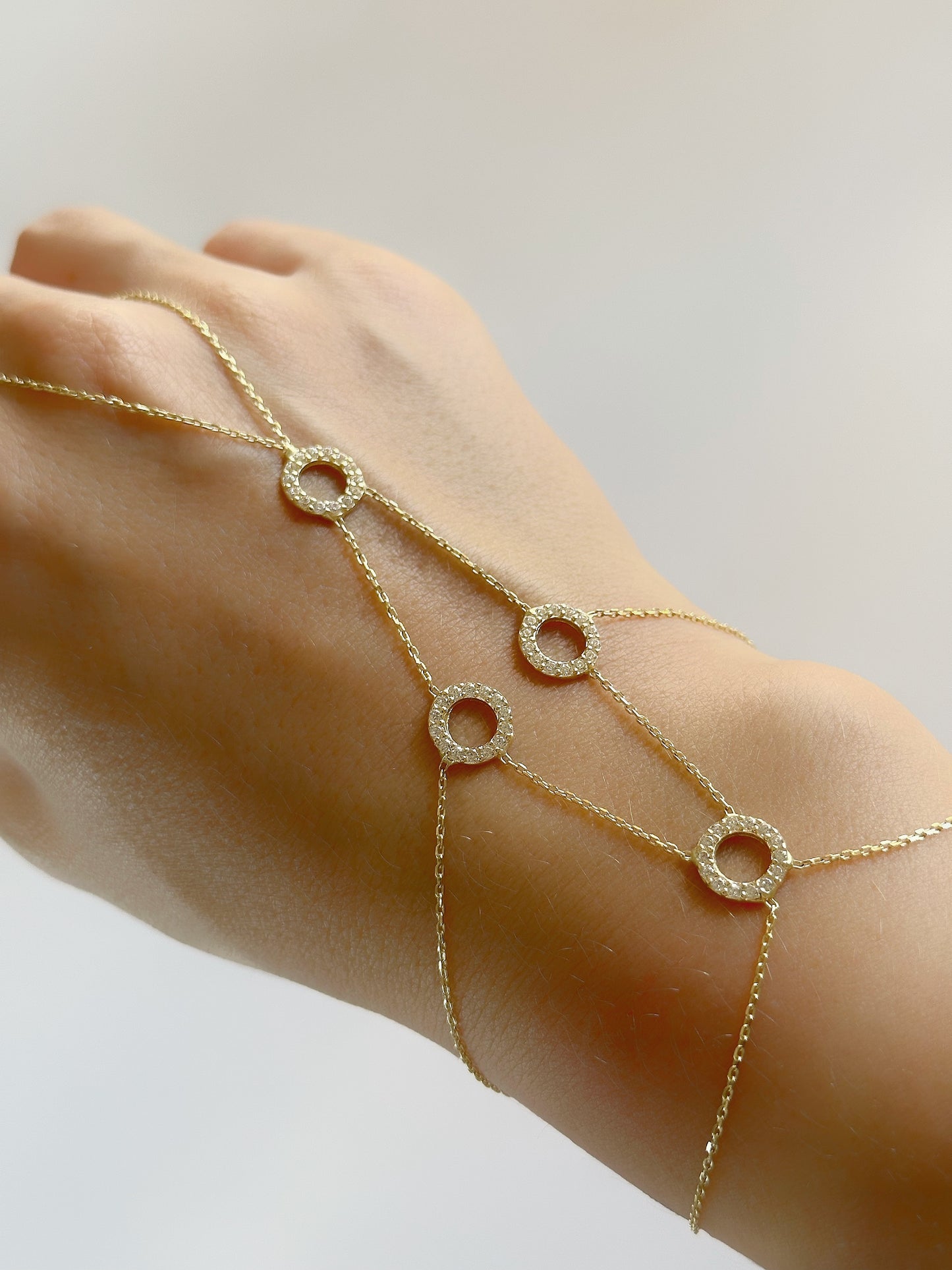 14K Gold Multi Link Bracelet, Stylish Finger Bracelet