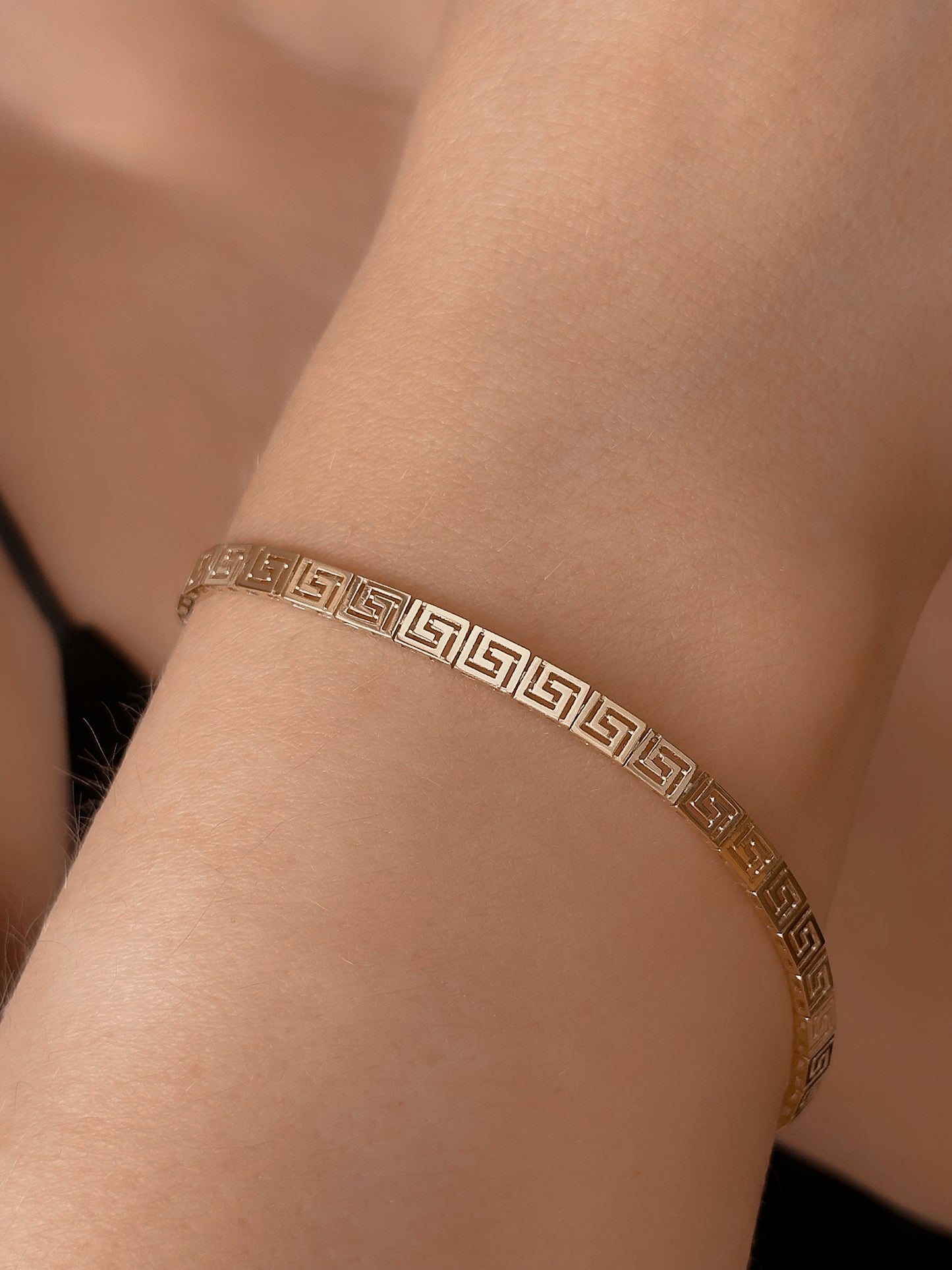 14k Solid Gold Greek Key Bracelet