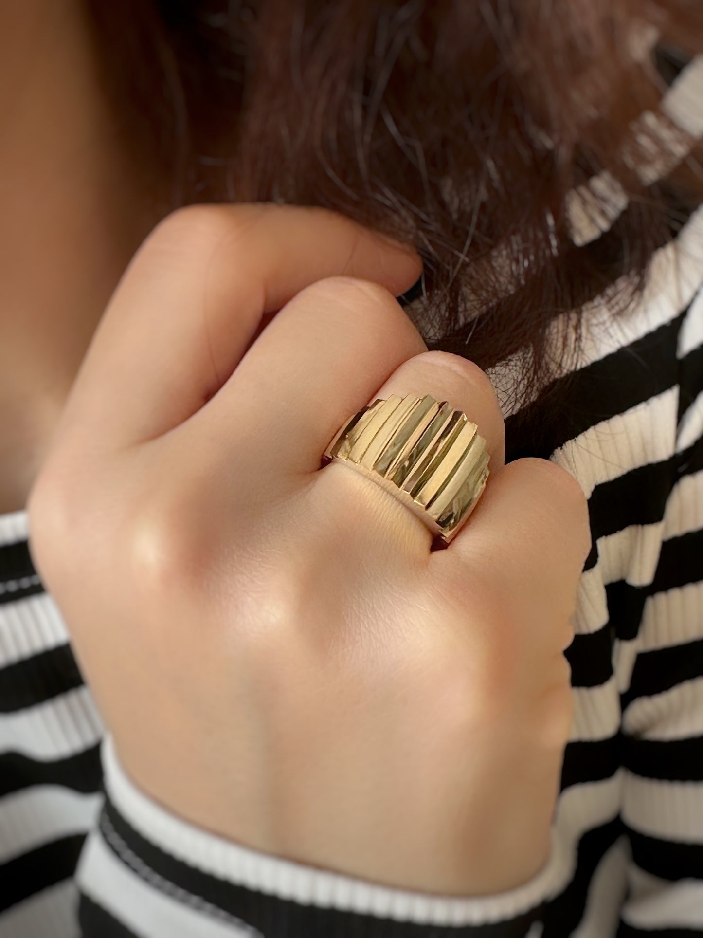 14k Solid Gold Dome Accordion Ring