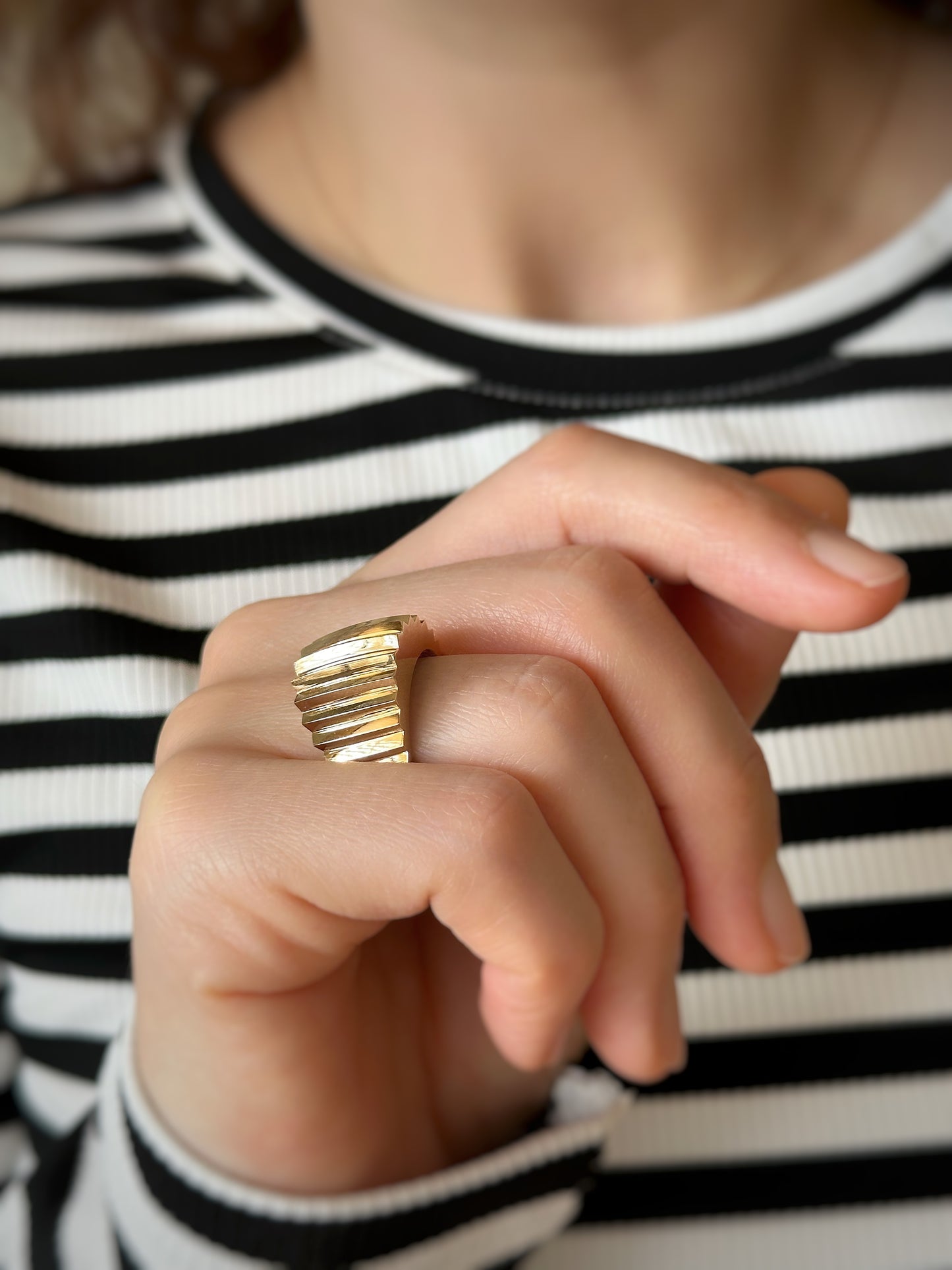 14k Solid Gold Dome Accordion Ring