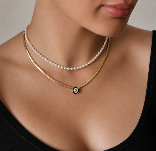 14K Gold Snake  Necklace Herringbone Chin for Women
