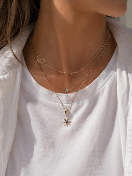 14K Solid Gold Starfish Necklace