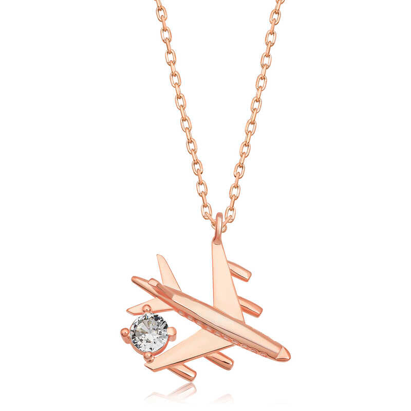 14K Gold Plated 925 Sterling Silver Airplane Necklace