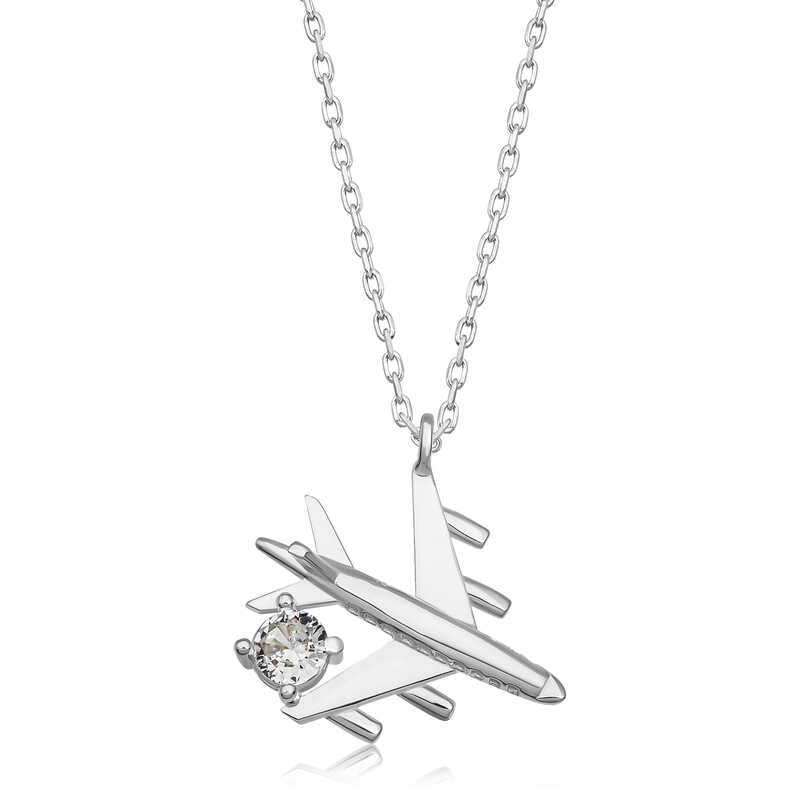 14K Gold Plated 925 Sterling Silver Airplane Necklace