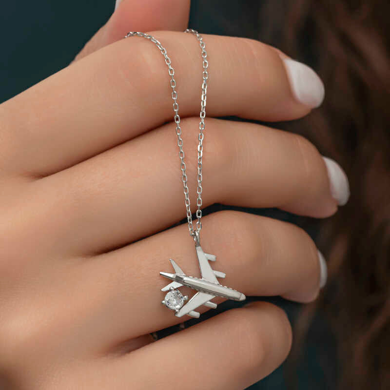 14K Gold Plated 925 Sterling Silver Airplane Necklace