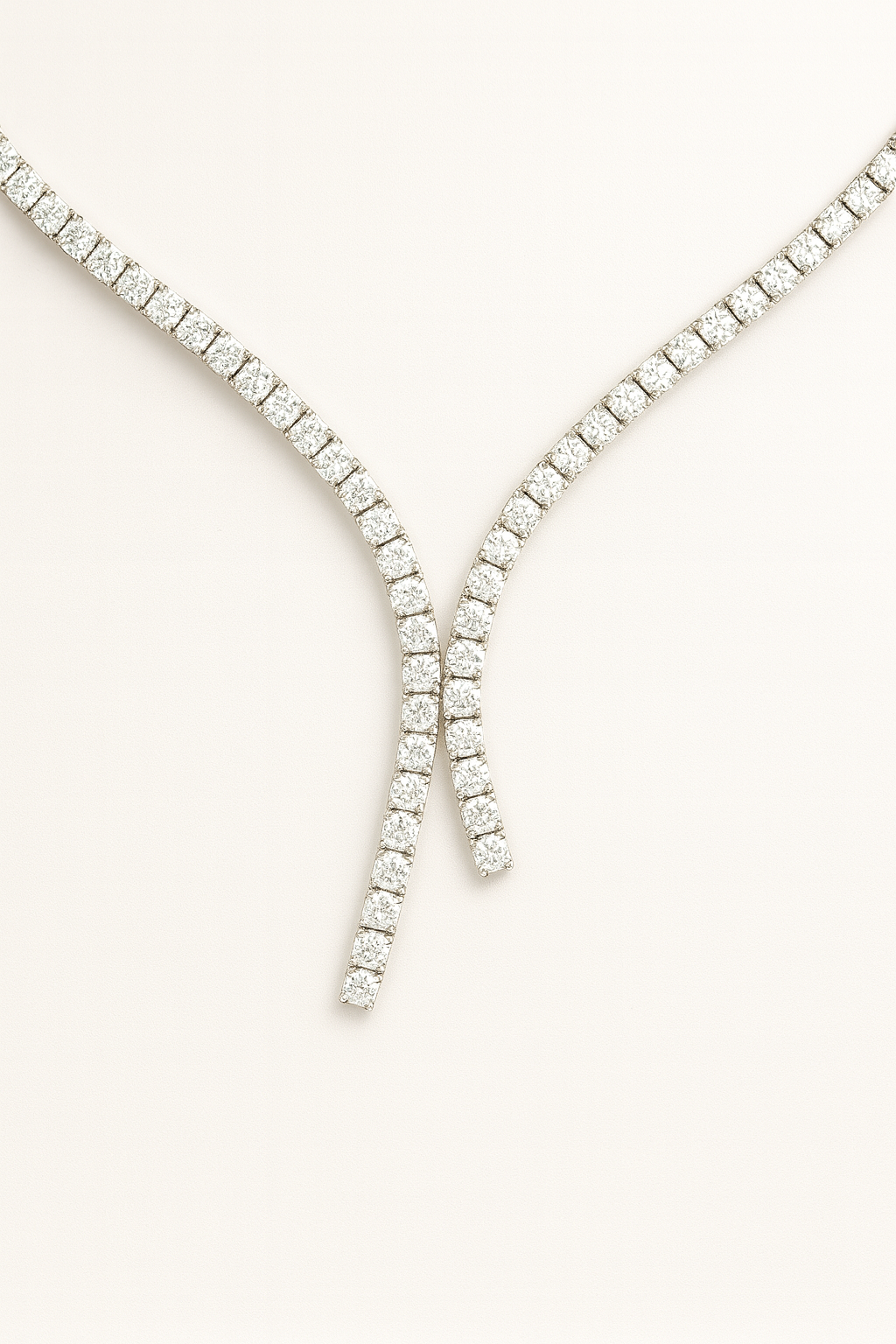 Y Drop Tennis Necklace 925 Sterling Silver