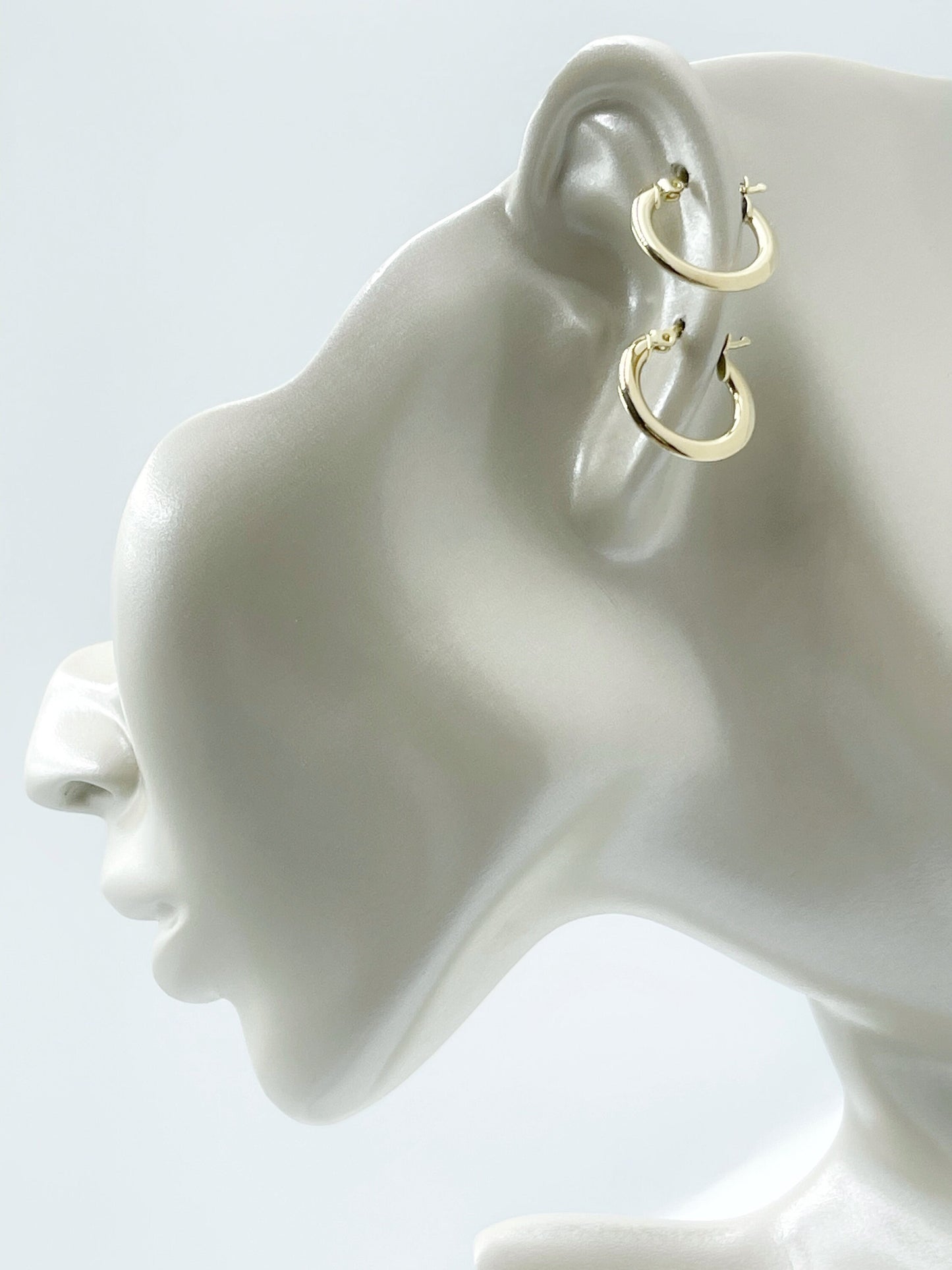 14k Solid Gold Hoop Earrings, 18-23MM Thin Endless Hoops