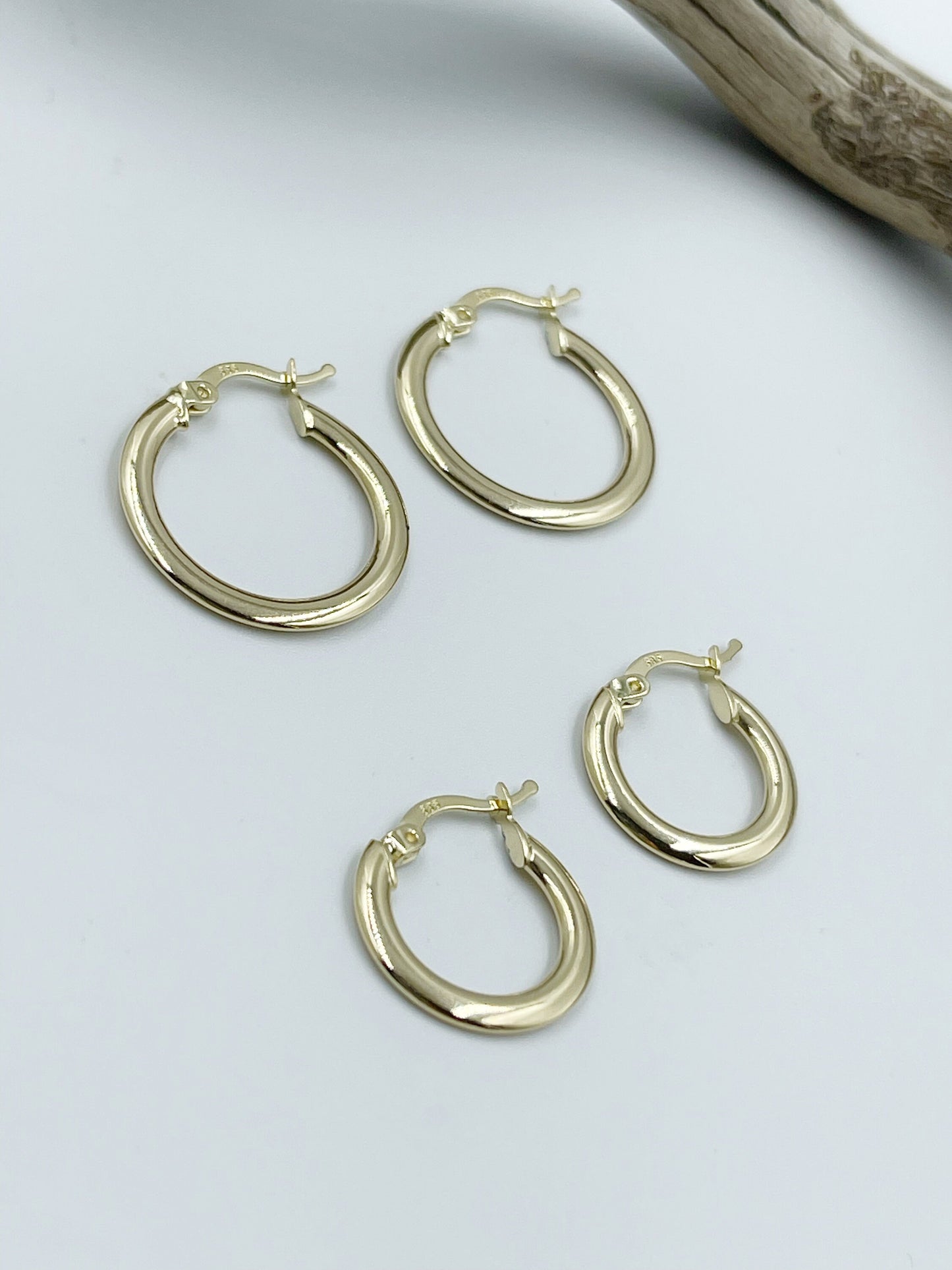 14k Solid Gold Hoop Earrings, 18-23MM Thin Endless Hoops