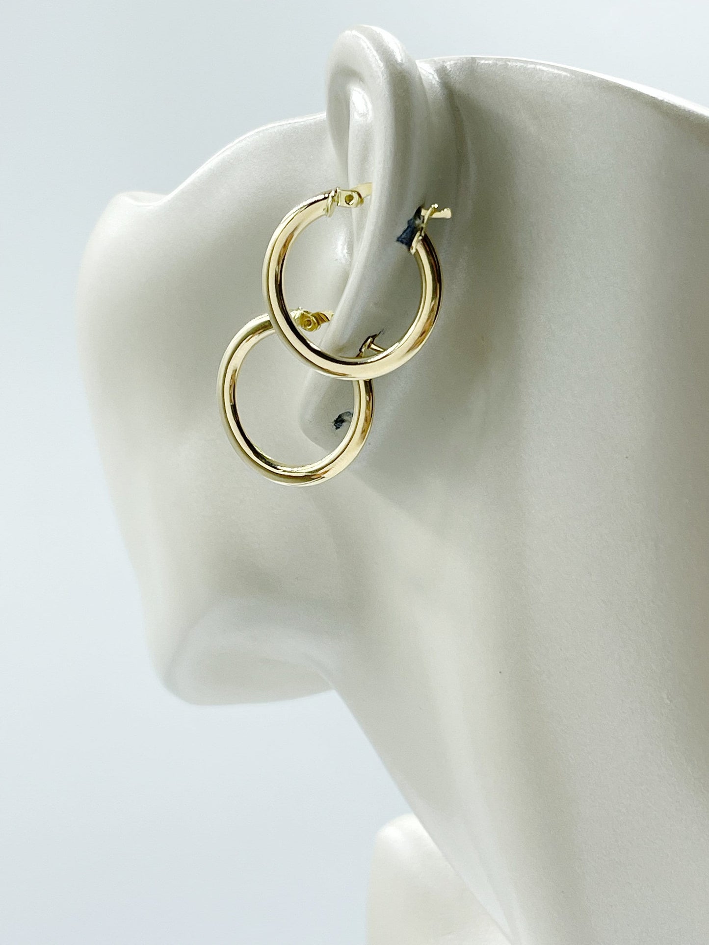 14k Solid Gold Hoop Earrings, 18-23MM Thin Endless Hoops