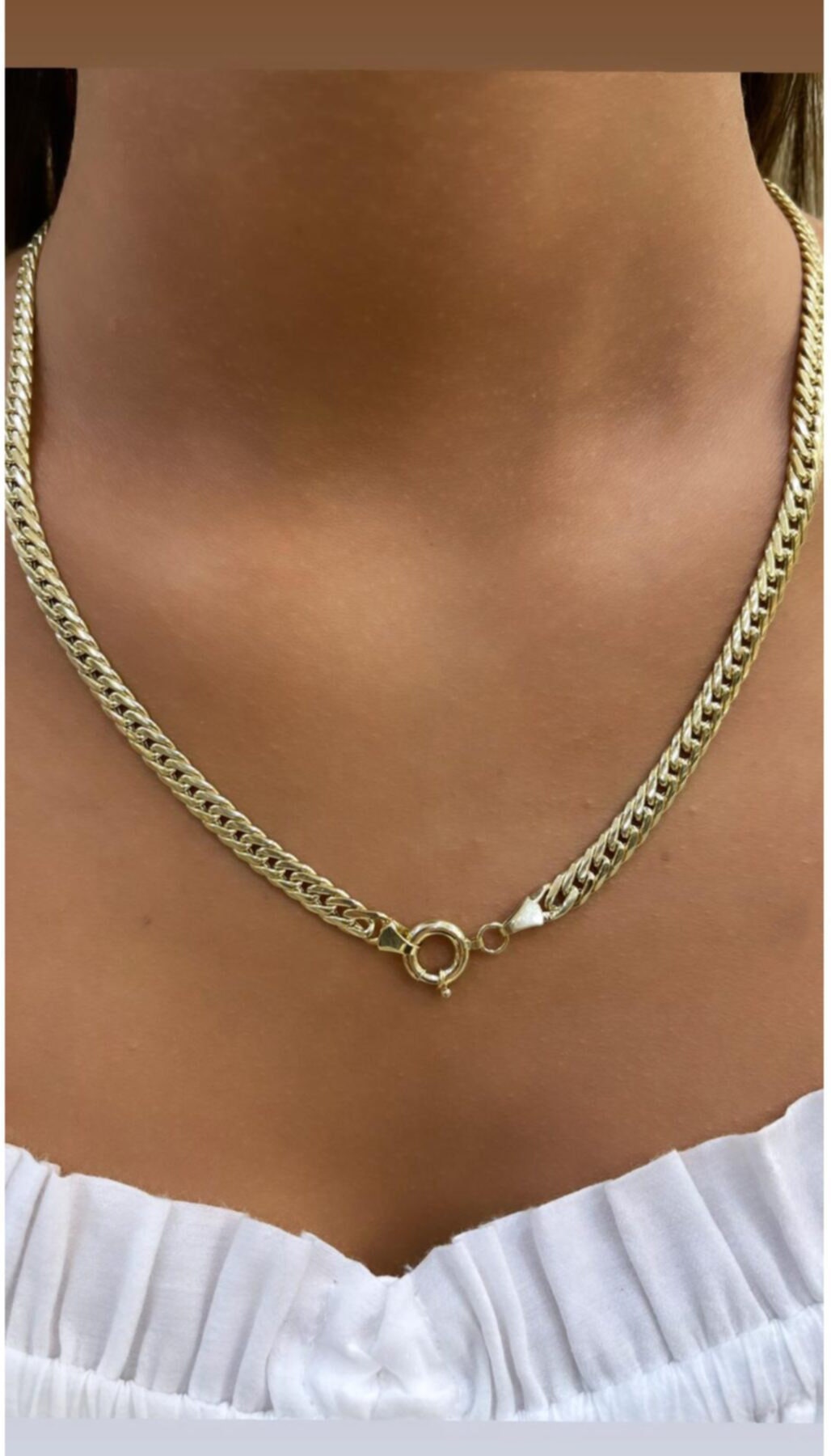 14K Gold Miami Cuban Link Chain Necklace For Women