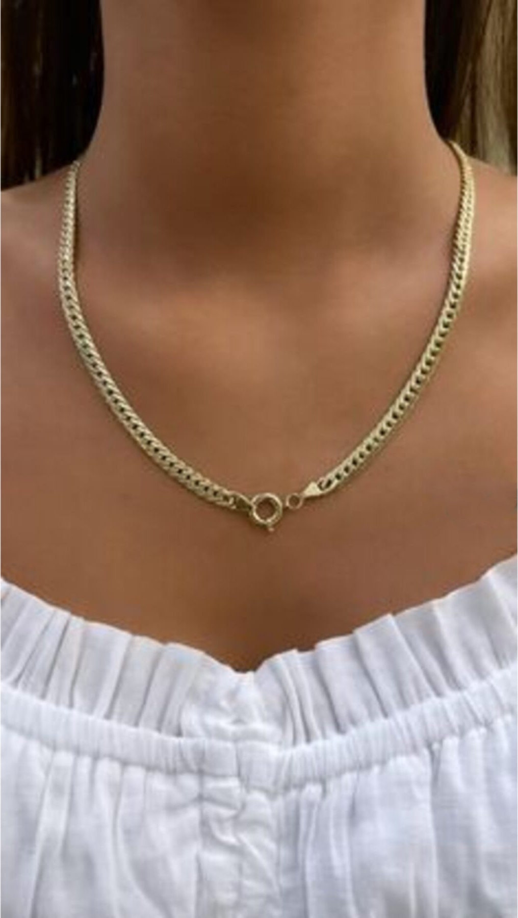 14K Gold Miami Cuban Link Chain Necklace For Women