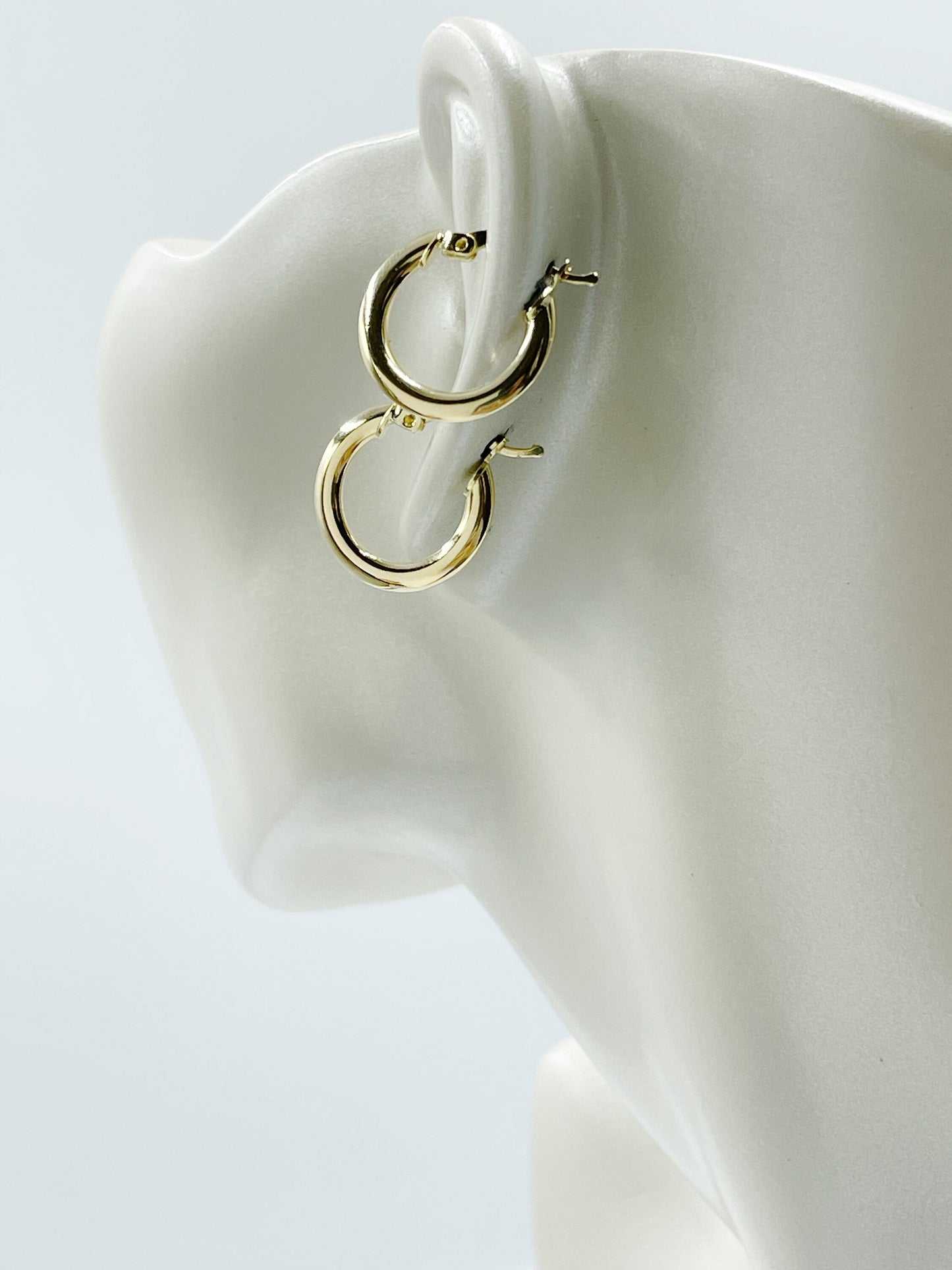 14k Solid Gold Hoop Earrings, 18-23MM Thin Endless Hoops