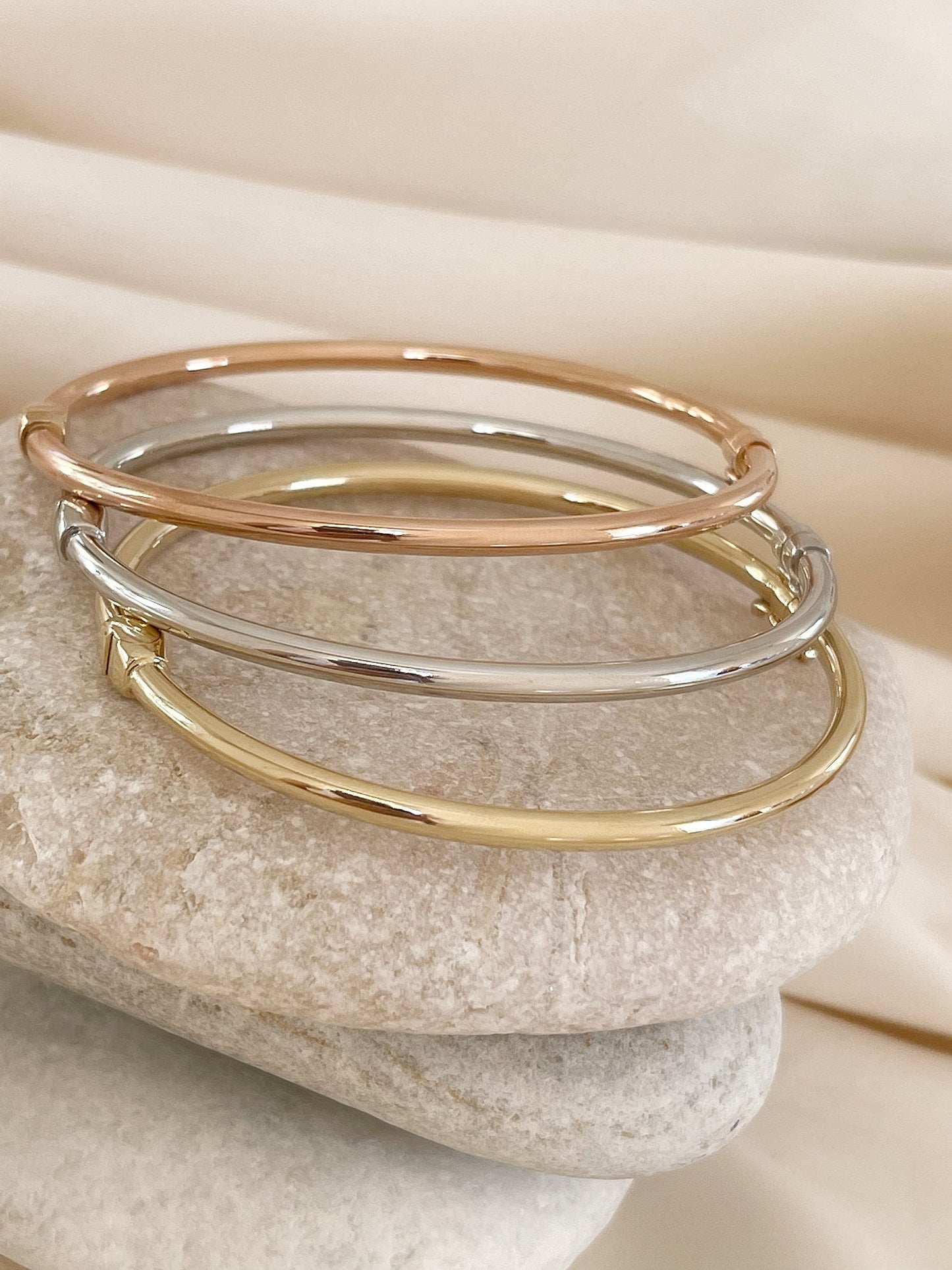 14K Solid Gold Bangle Bracelet, Classic Bangle Bracelet