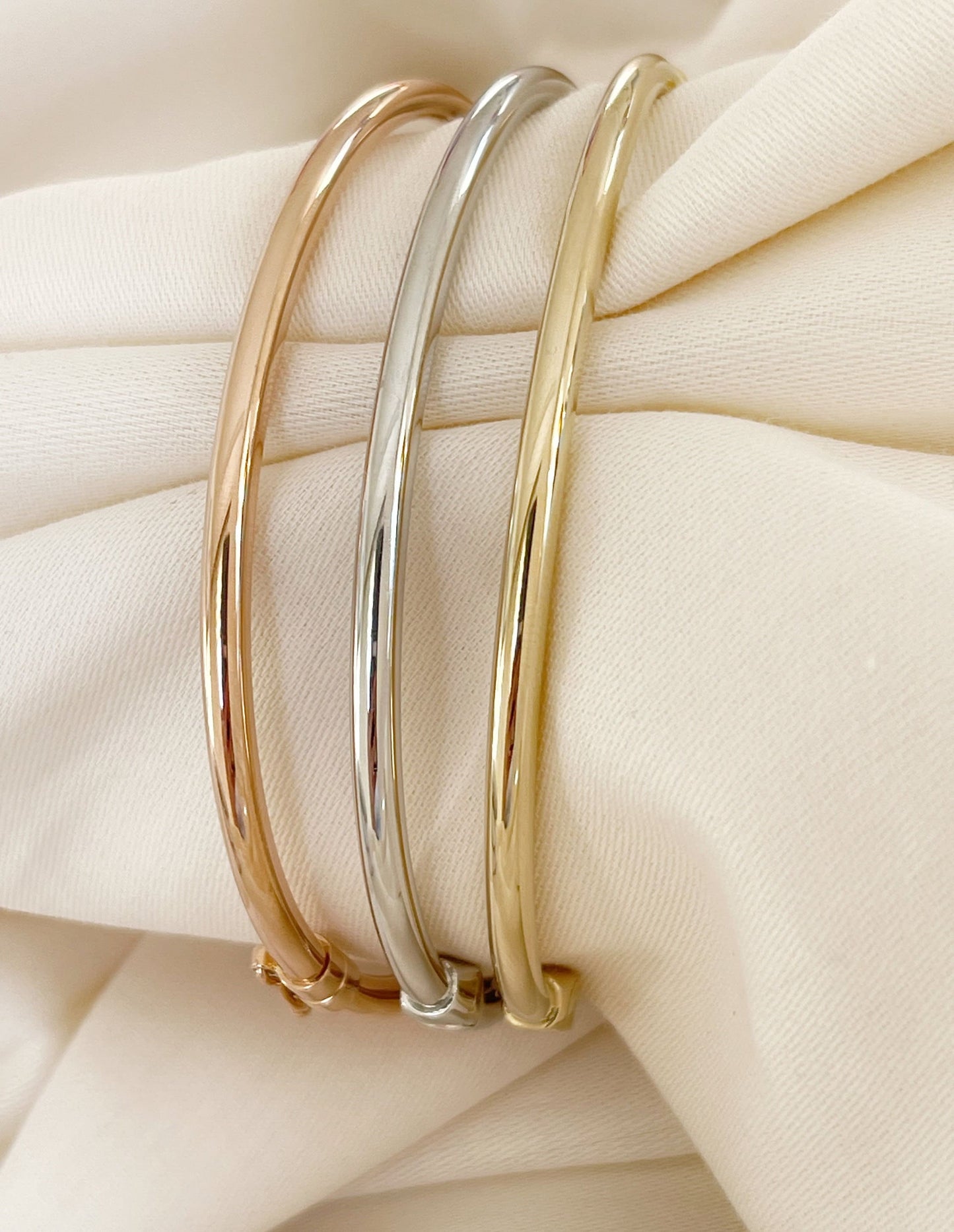 14K Solid Gold Bangle Bracelet, Classic Bangle Bracelet