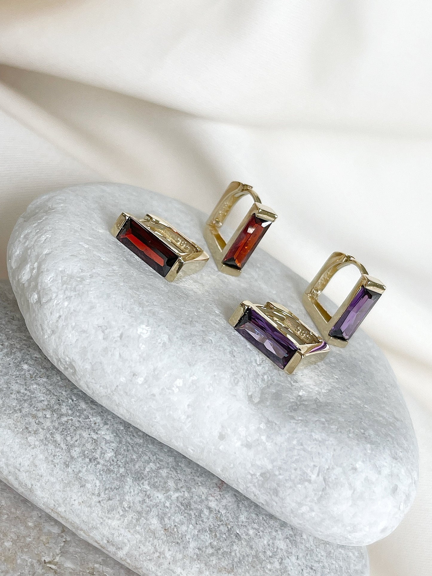 14k Solid Gold Square Hoop Earring, Small Dainty Simple Hoop Earring