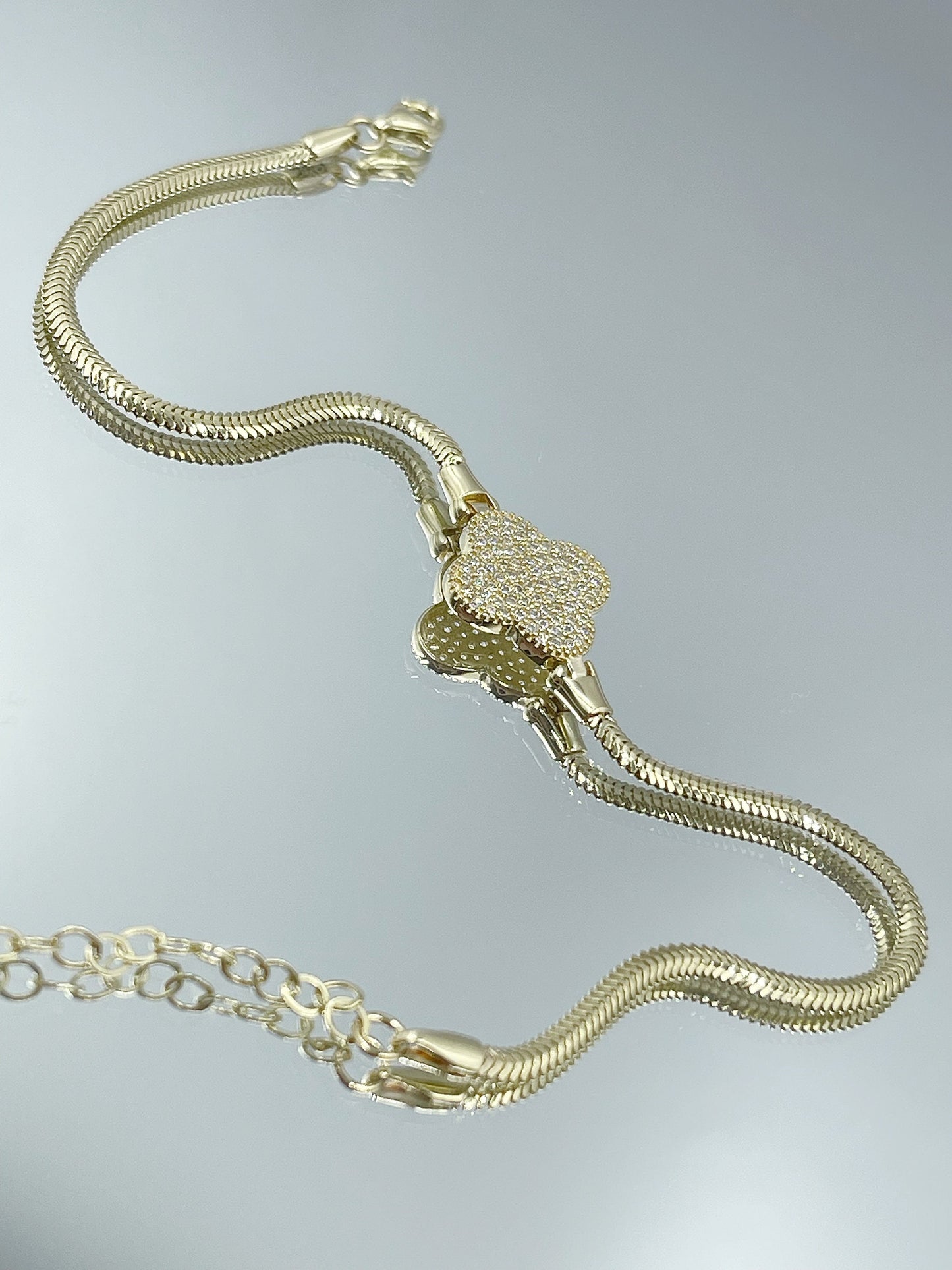 14k Solid Gold Four Leaf Clover Bracelet