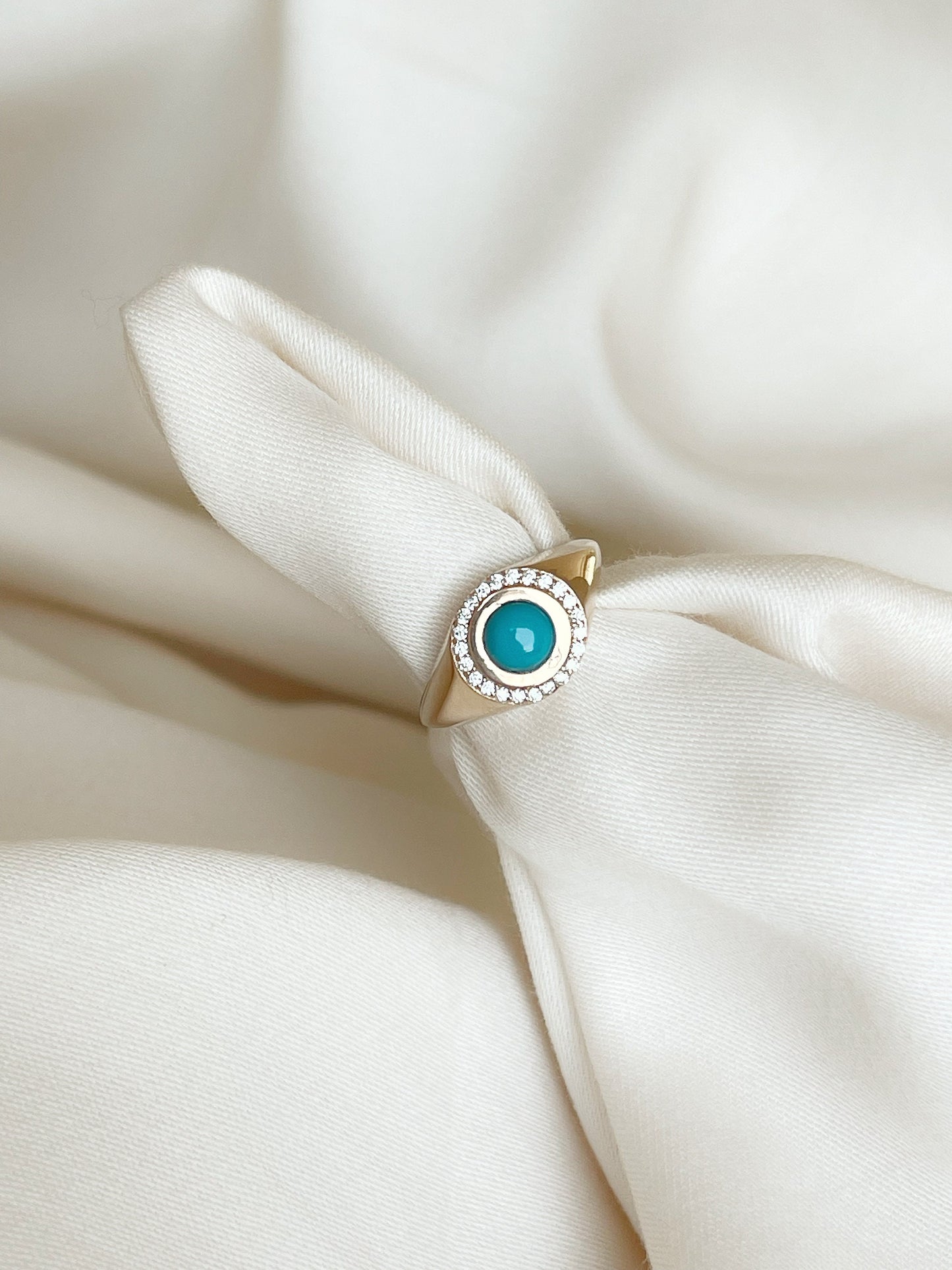 14K Solid Gold Blue Opal Ring