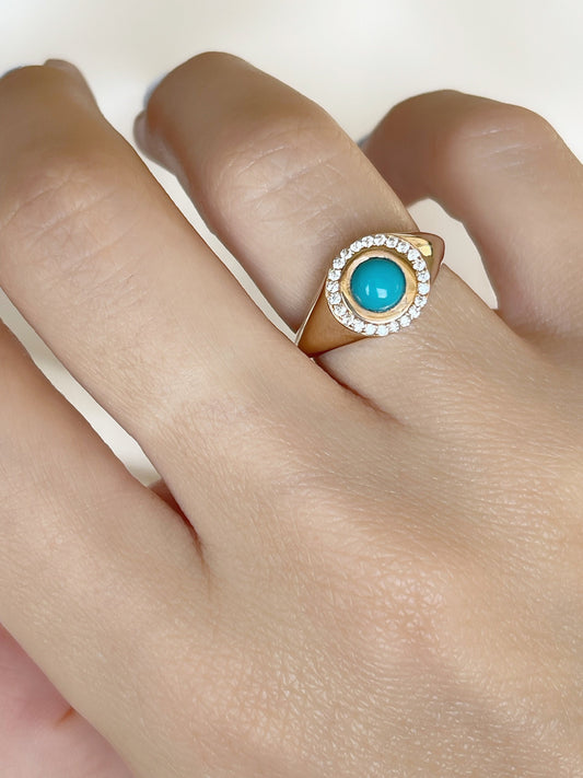 14K Solid Gold Blue Opal Ring