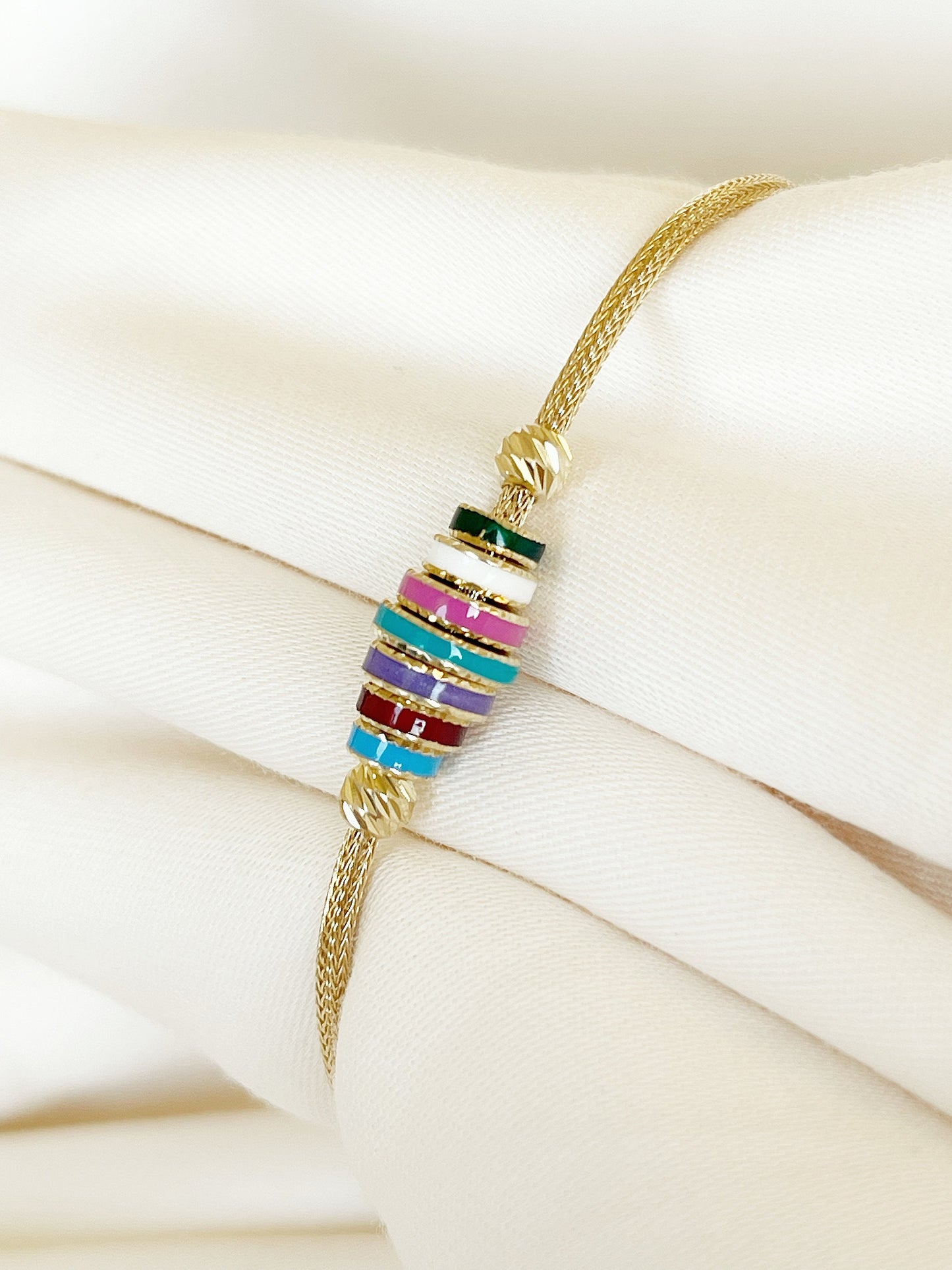 14k Gold Multi-Color Stone Bracelet