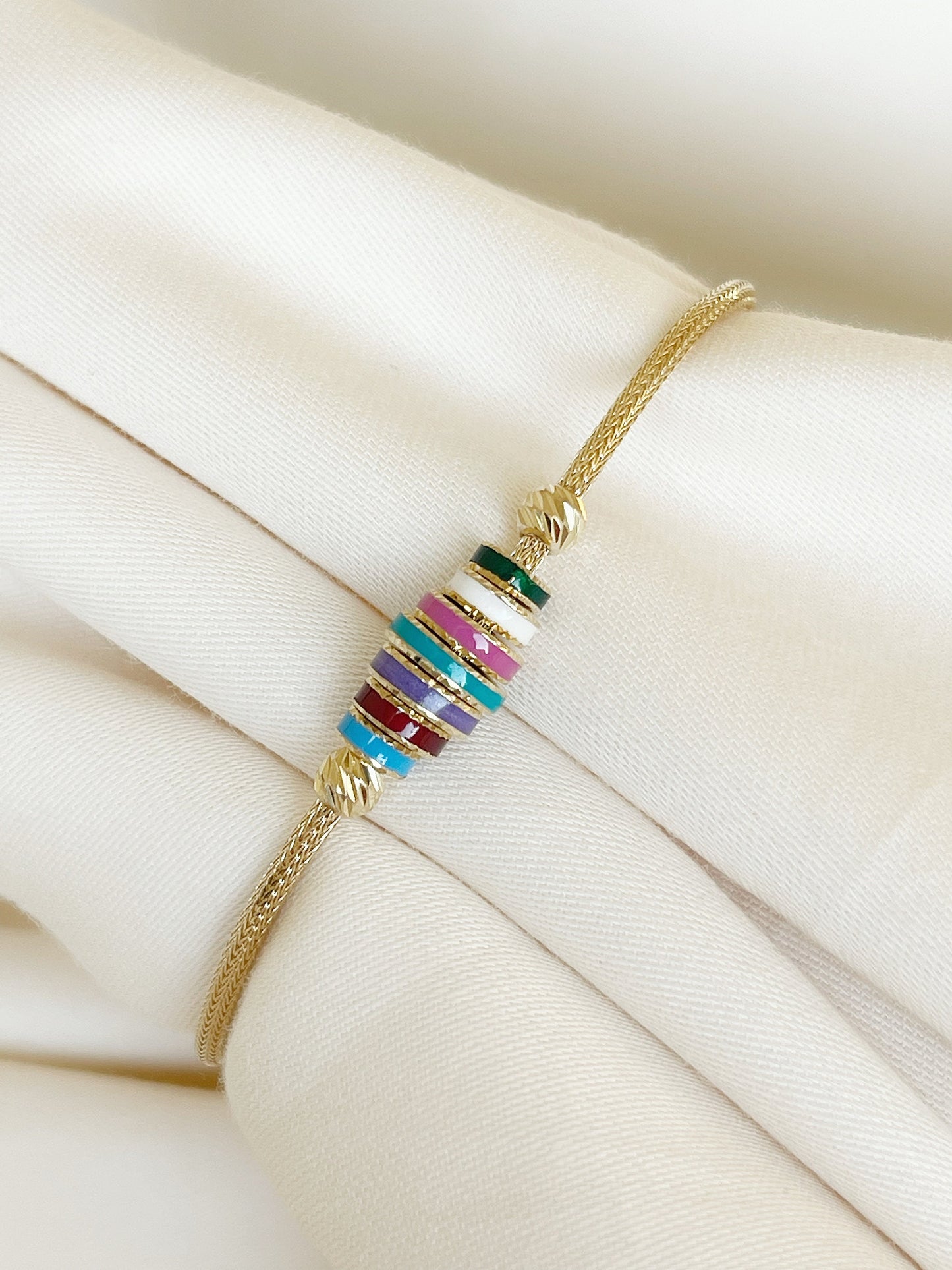 14k Gold Multi-Color Stone Bracelet