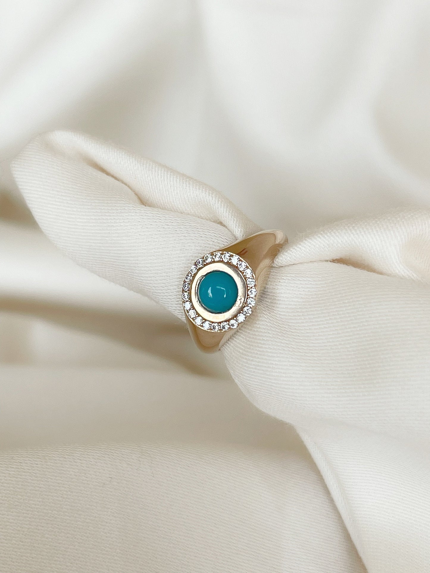 14K Solid Gold Blue Opal Ring