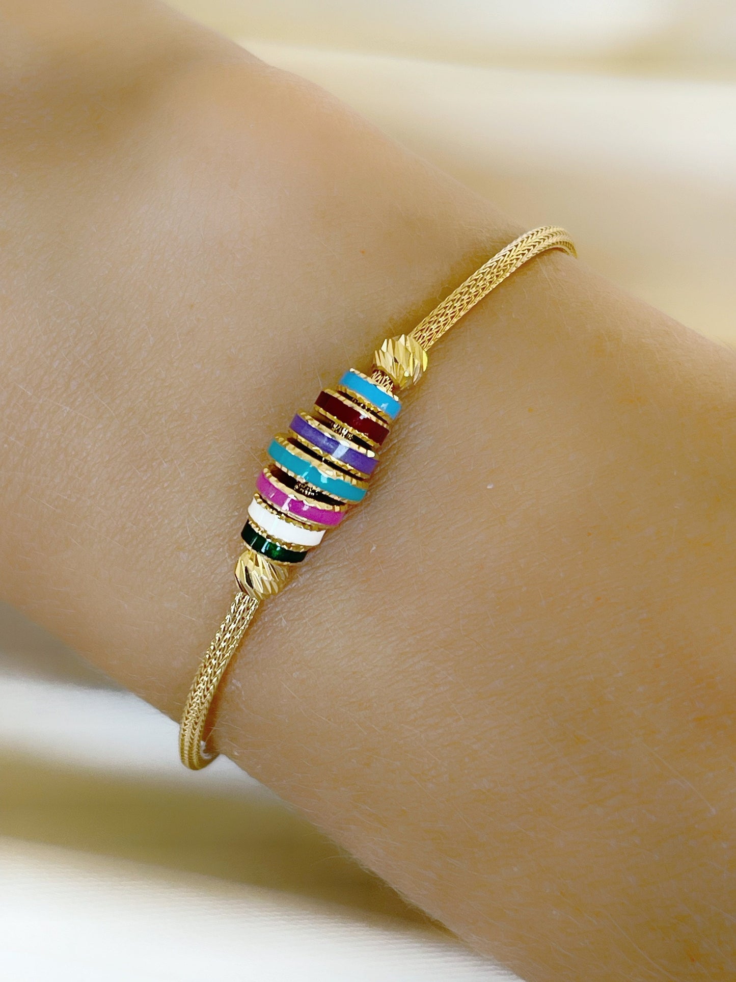 14k Gold Multi-Color Stone Bracelet