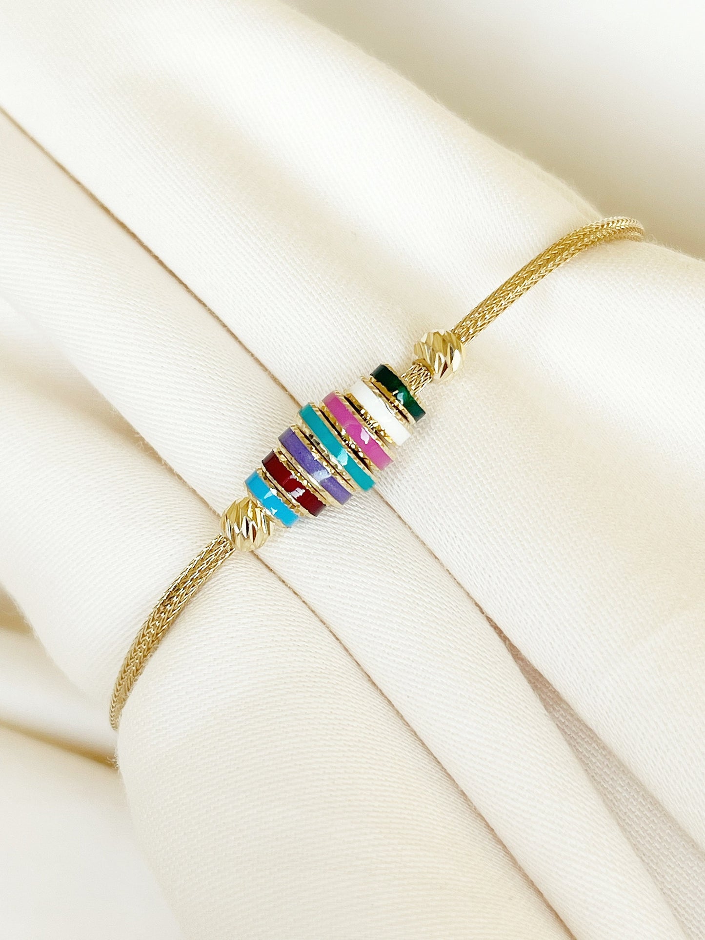 14k Gold Multi-Color Stone Bracelet