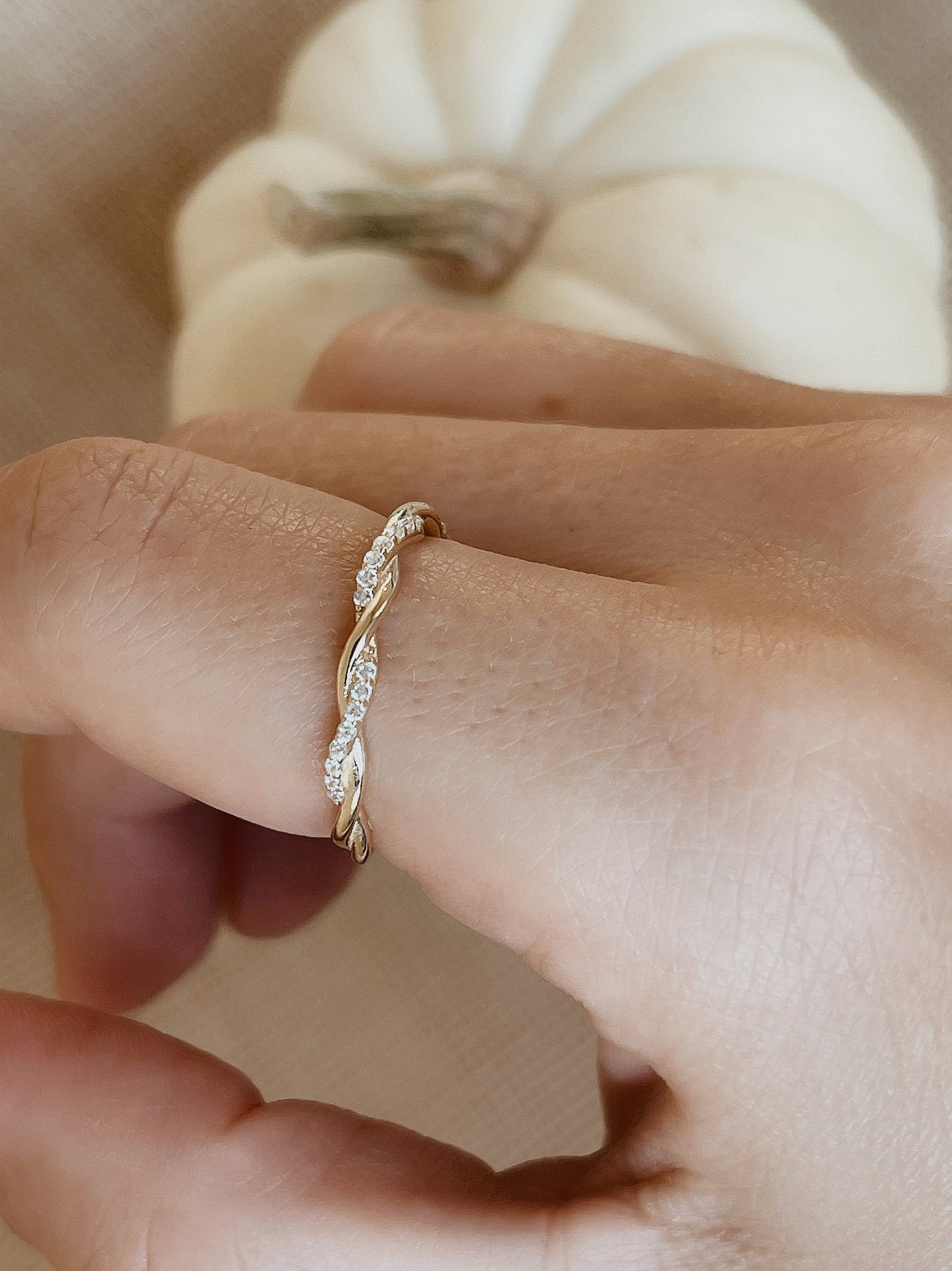 Solid 14K Yellow Gold Twisted Cable Stacking Ring