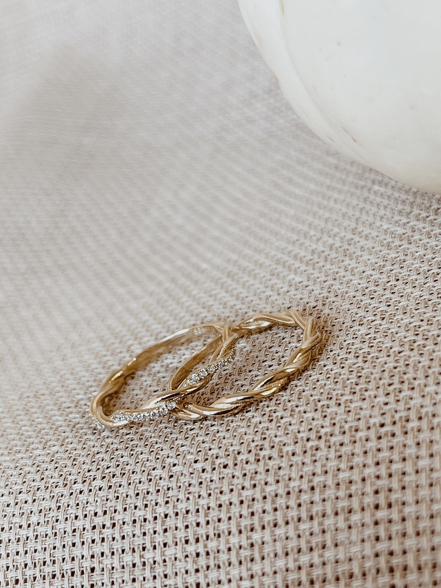 Solid 14K Yellow Gold Twisted Cable Stacking Ring